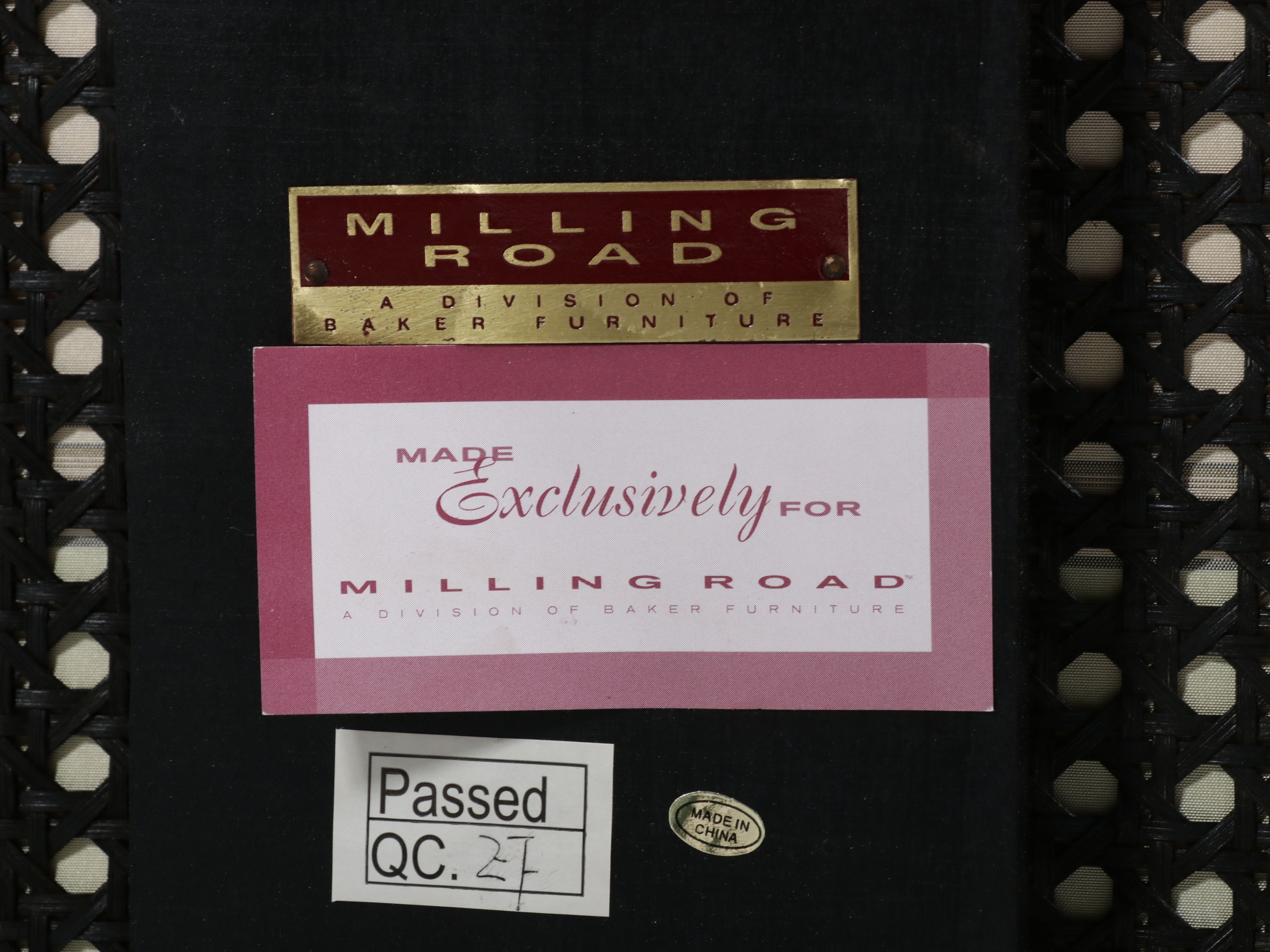 Milling Road for Baker Furniture Regency Style Caned Wood Settee