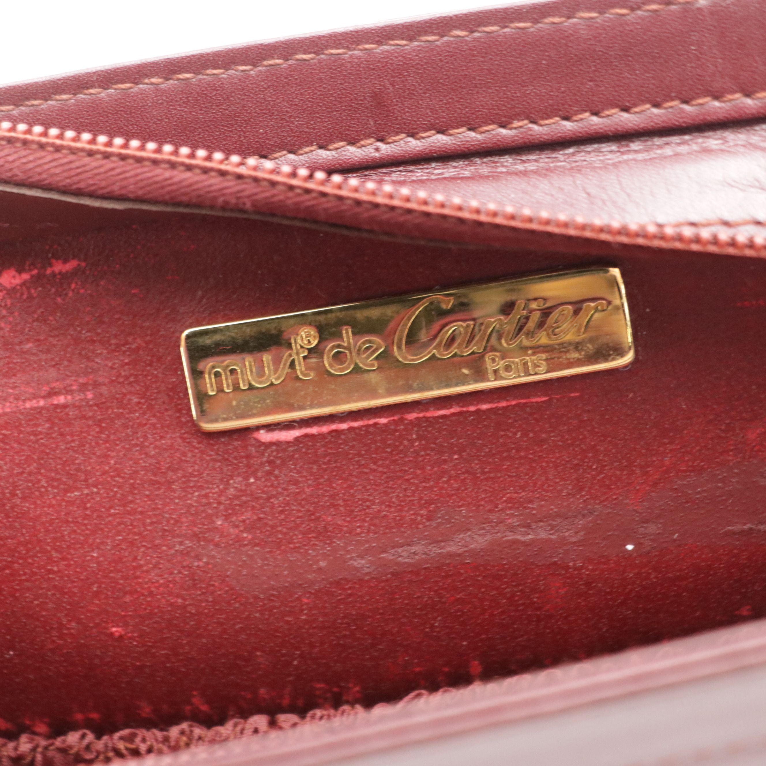 Cartier Must de Cartier Front Pocket Clutch Purse in Burgundy Leather