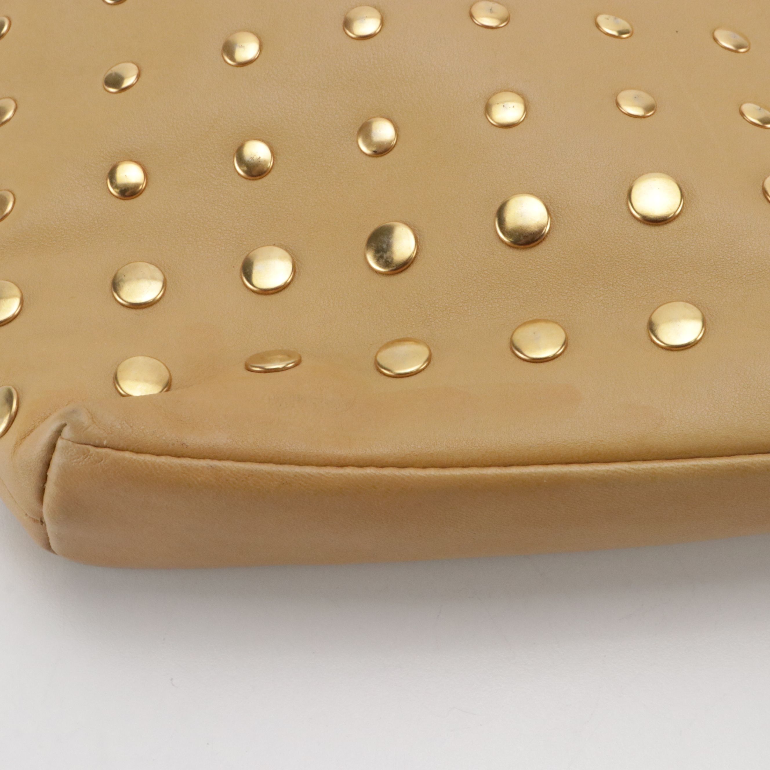 Prada Mini Tote Bag in Studded Beige Nappa Leather