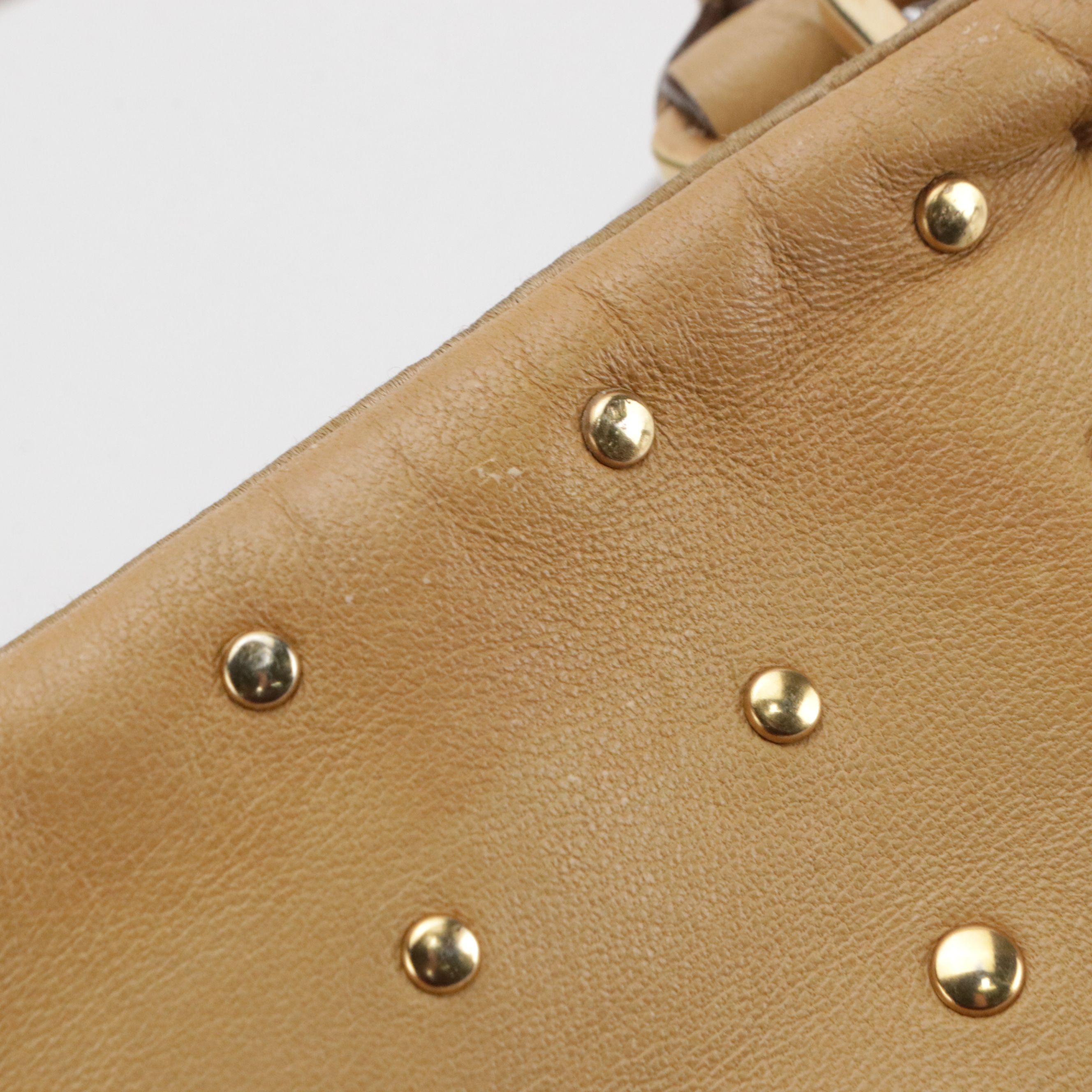 Prada Mini Tote Bag in Studded Beige Nappa Leather