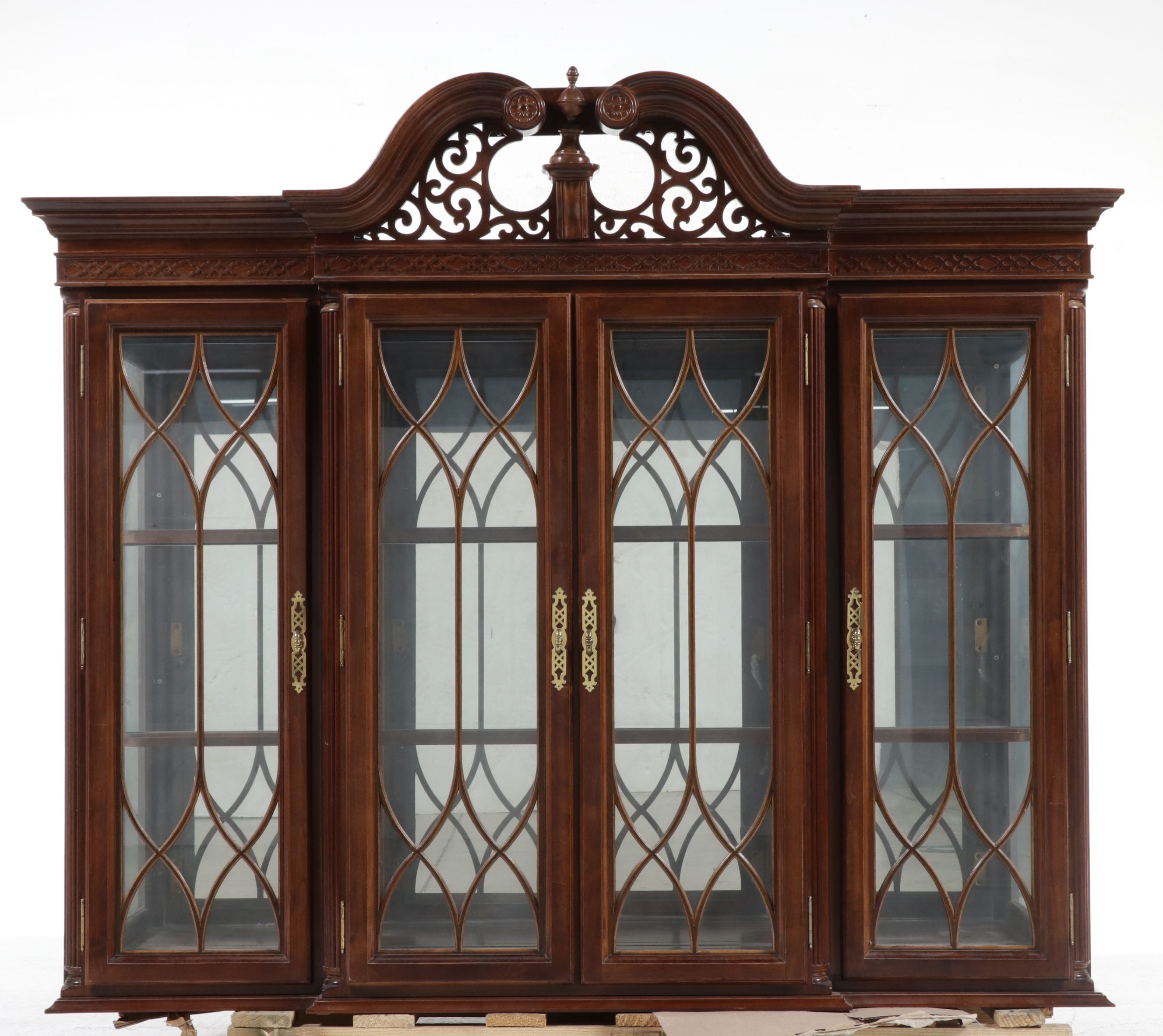 Chippendale Style Mahogany Breakfront China Cabinet