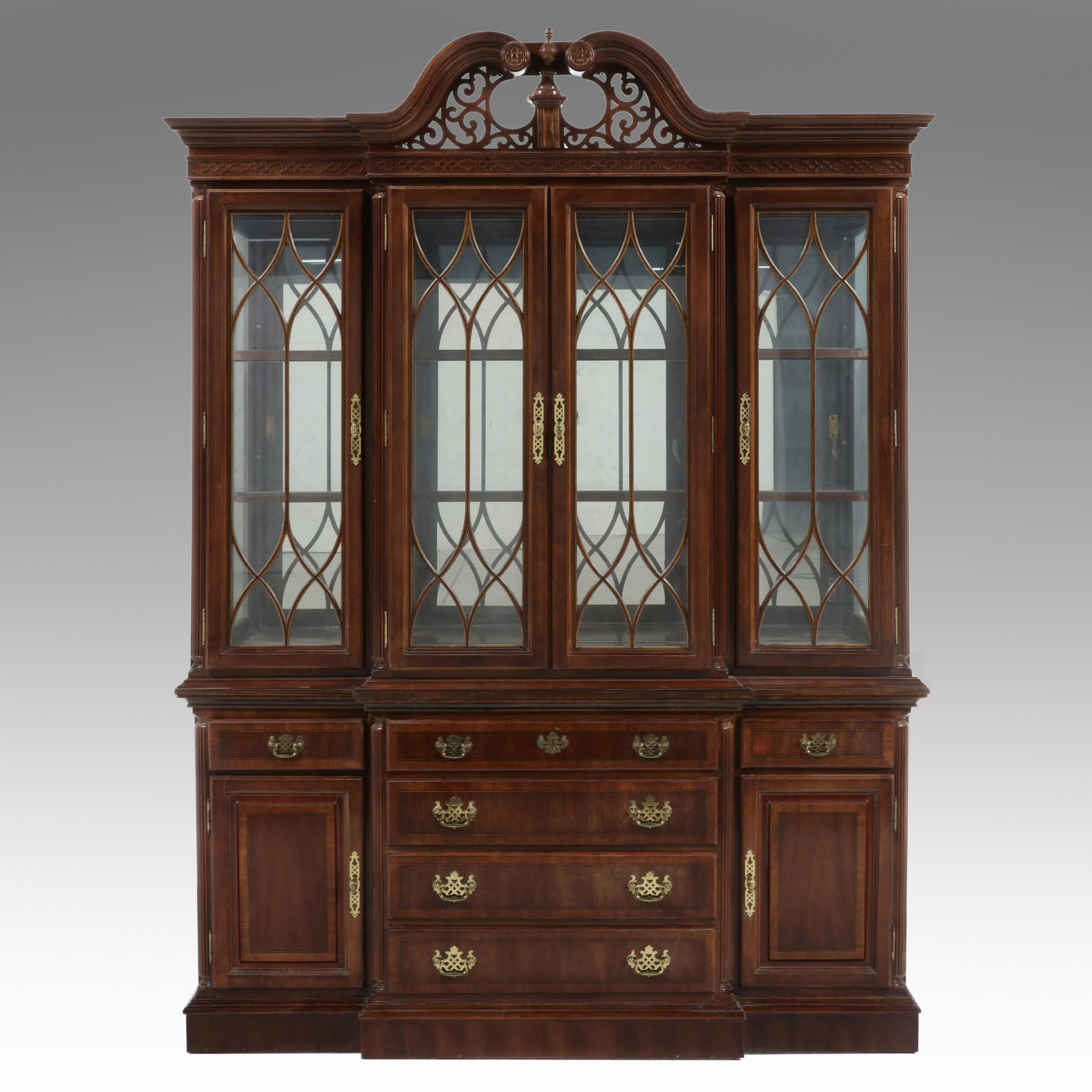 Chippendale Style Mahogany Breakfront China Cabinet
