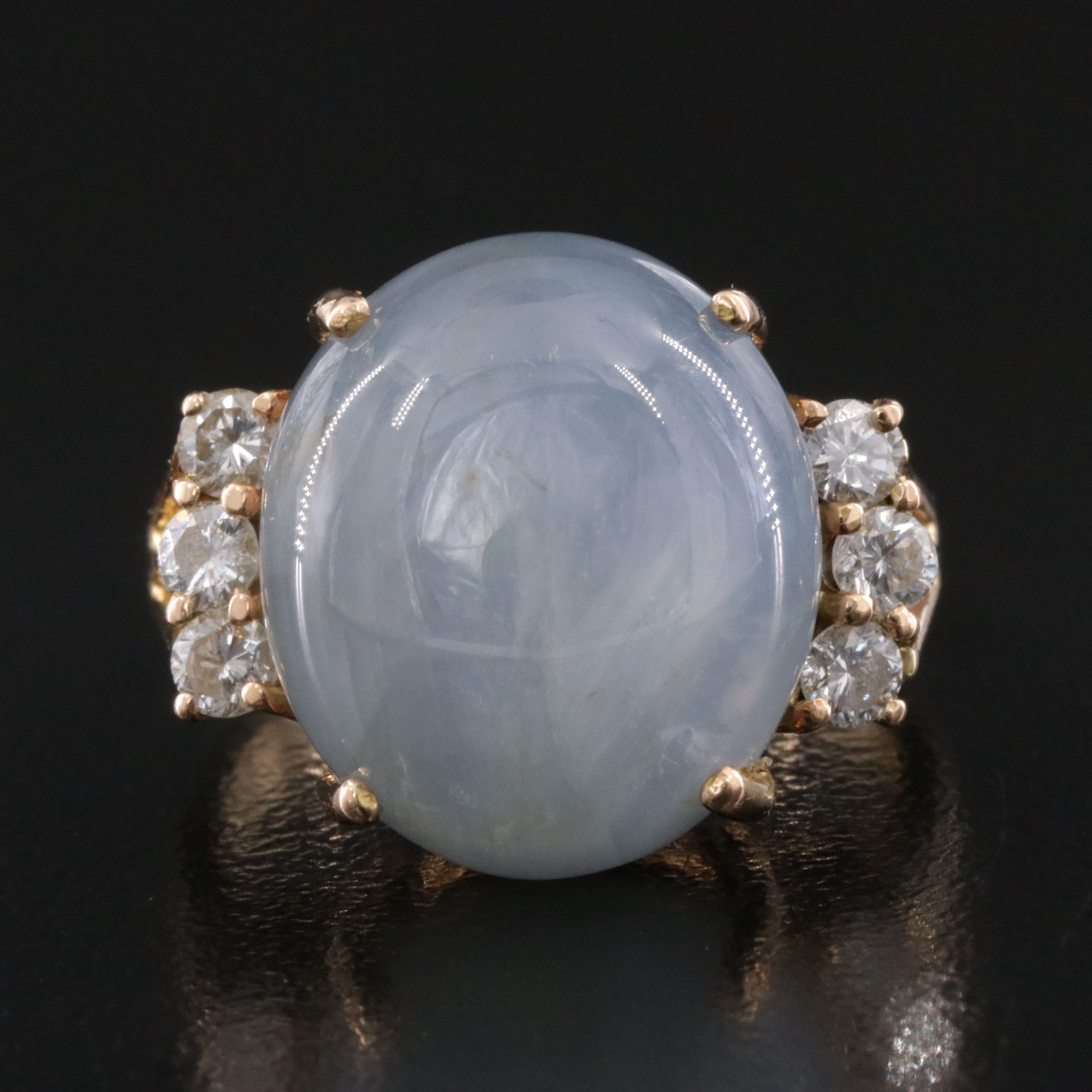 18K 18.12 CT Star Sapphire and Diamond Ring