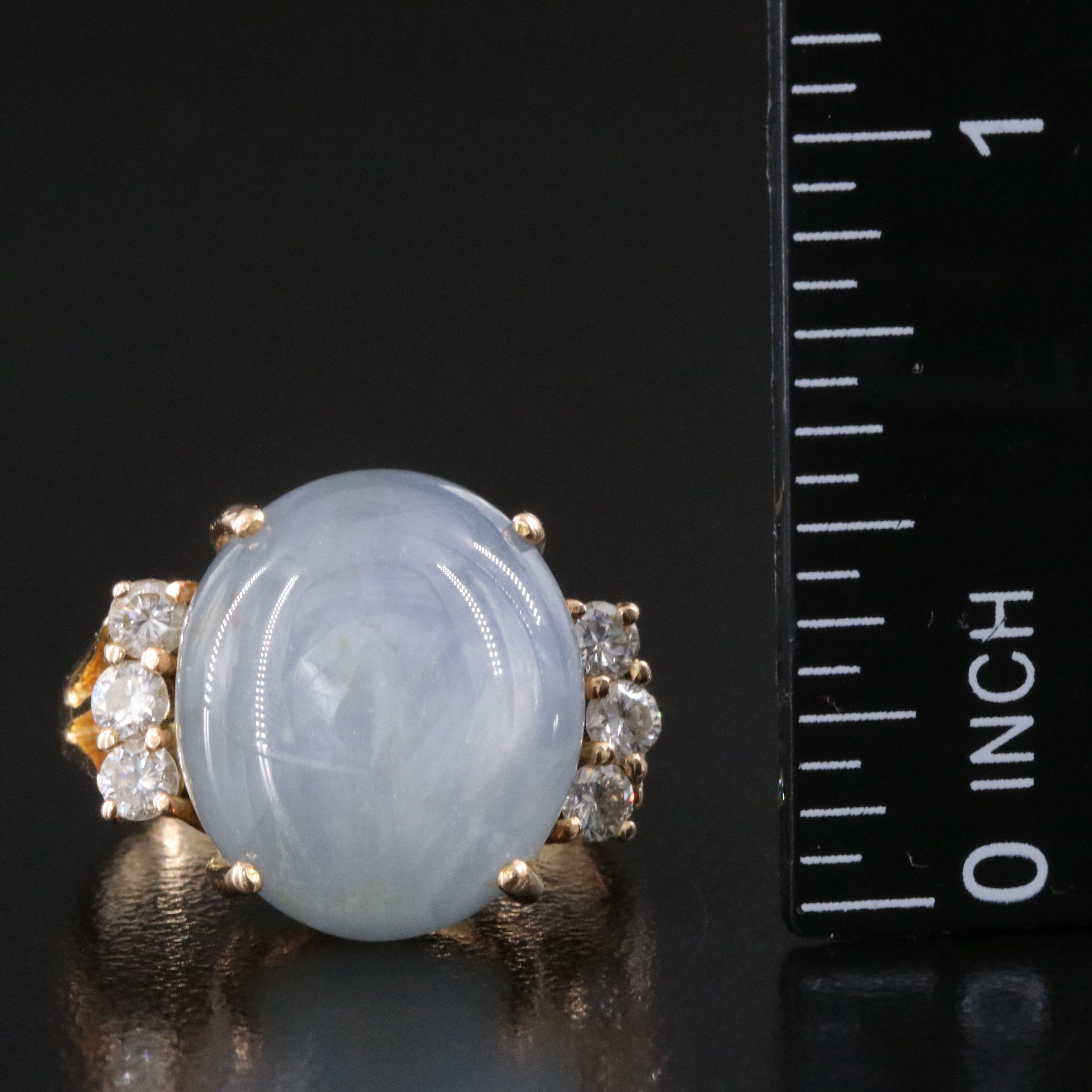 18K 18.12 CT Star Sapphire and Diamond Ring