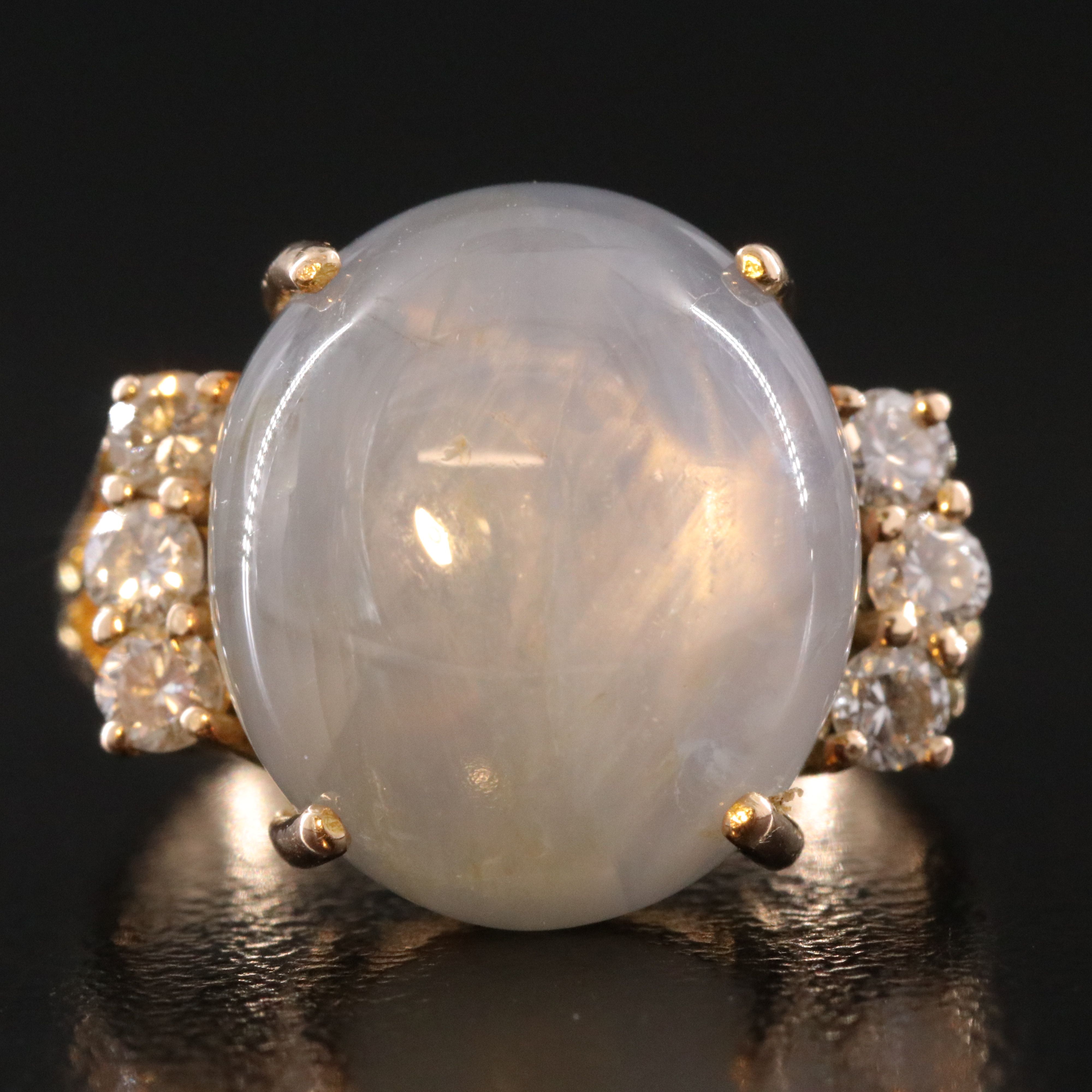 18K 18.12 CT Star Sapphire and Diamond Ring