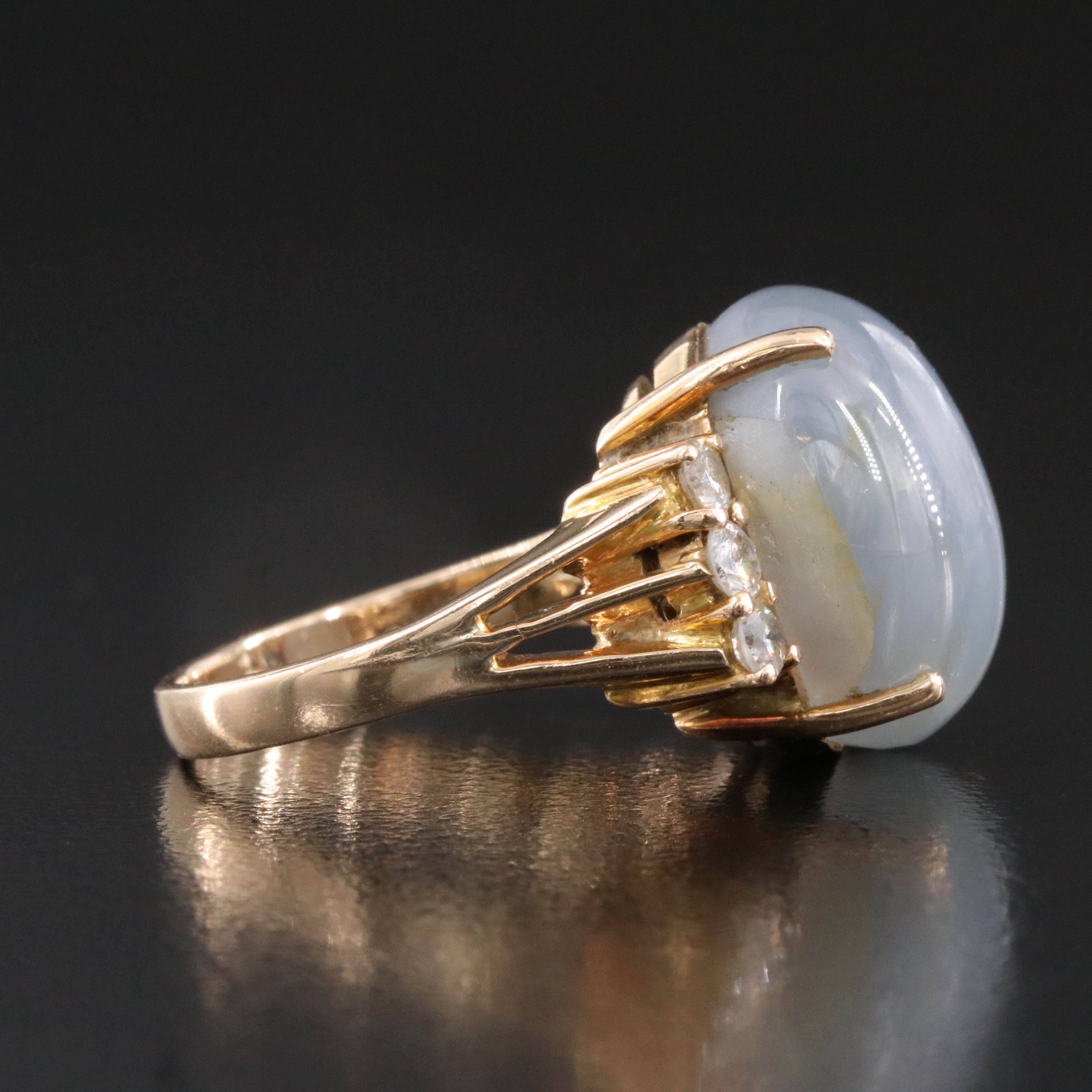 18K 18.12 CT Star Sapphire and Diamond Ring