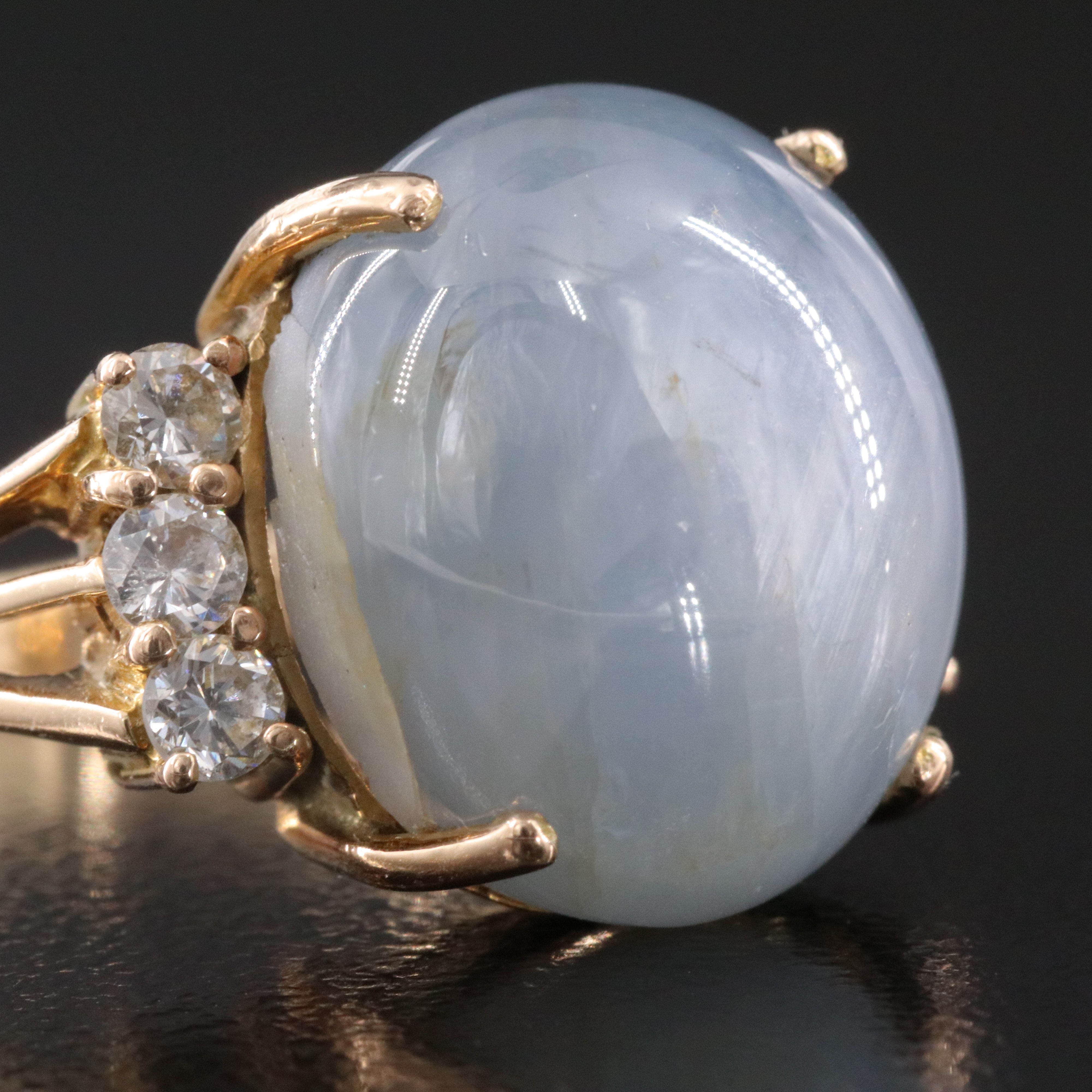 18K 18.12 CT Star Sapphire and Diamond Ring