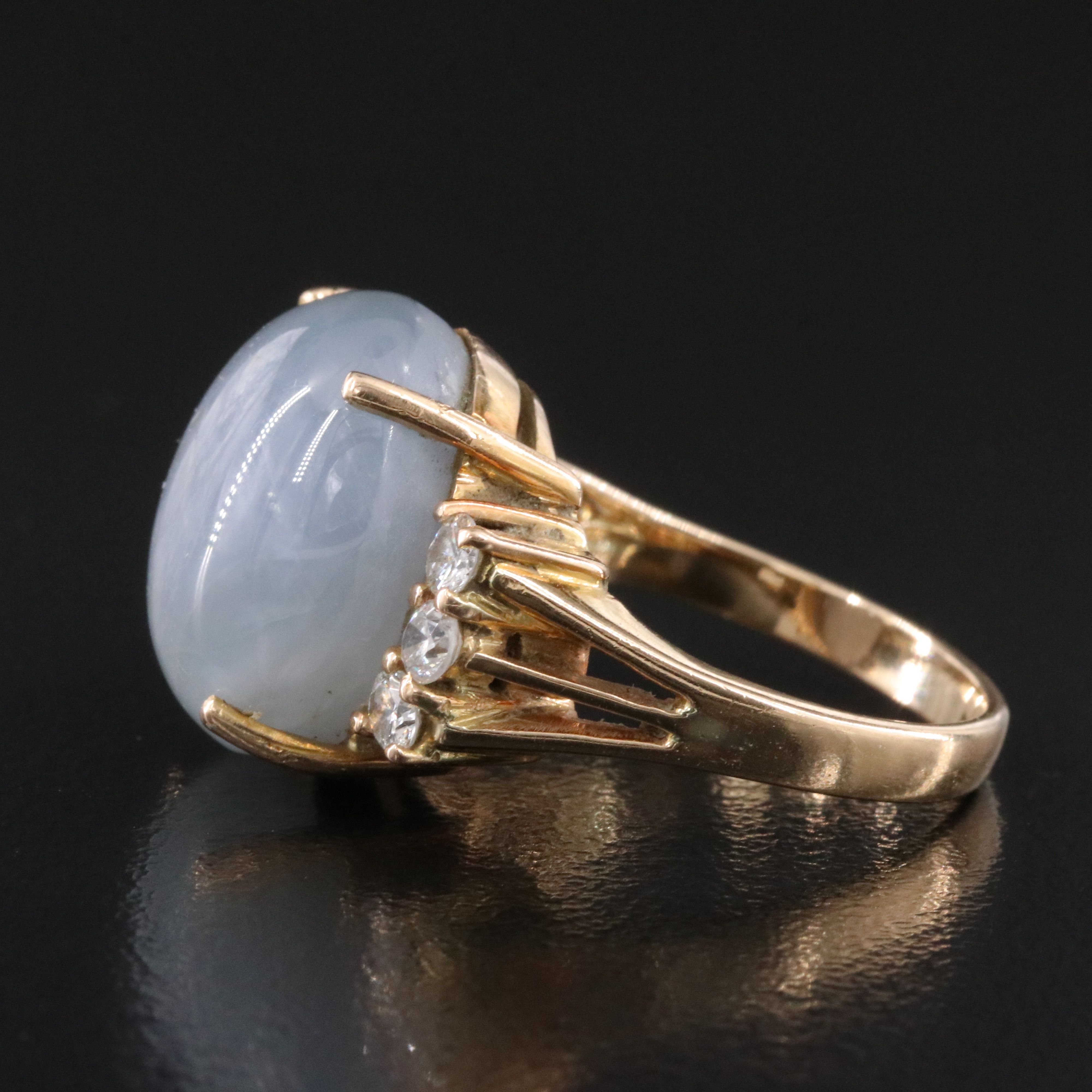 18K 18.12 CT Star Sapphire and Diamond Ring