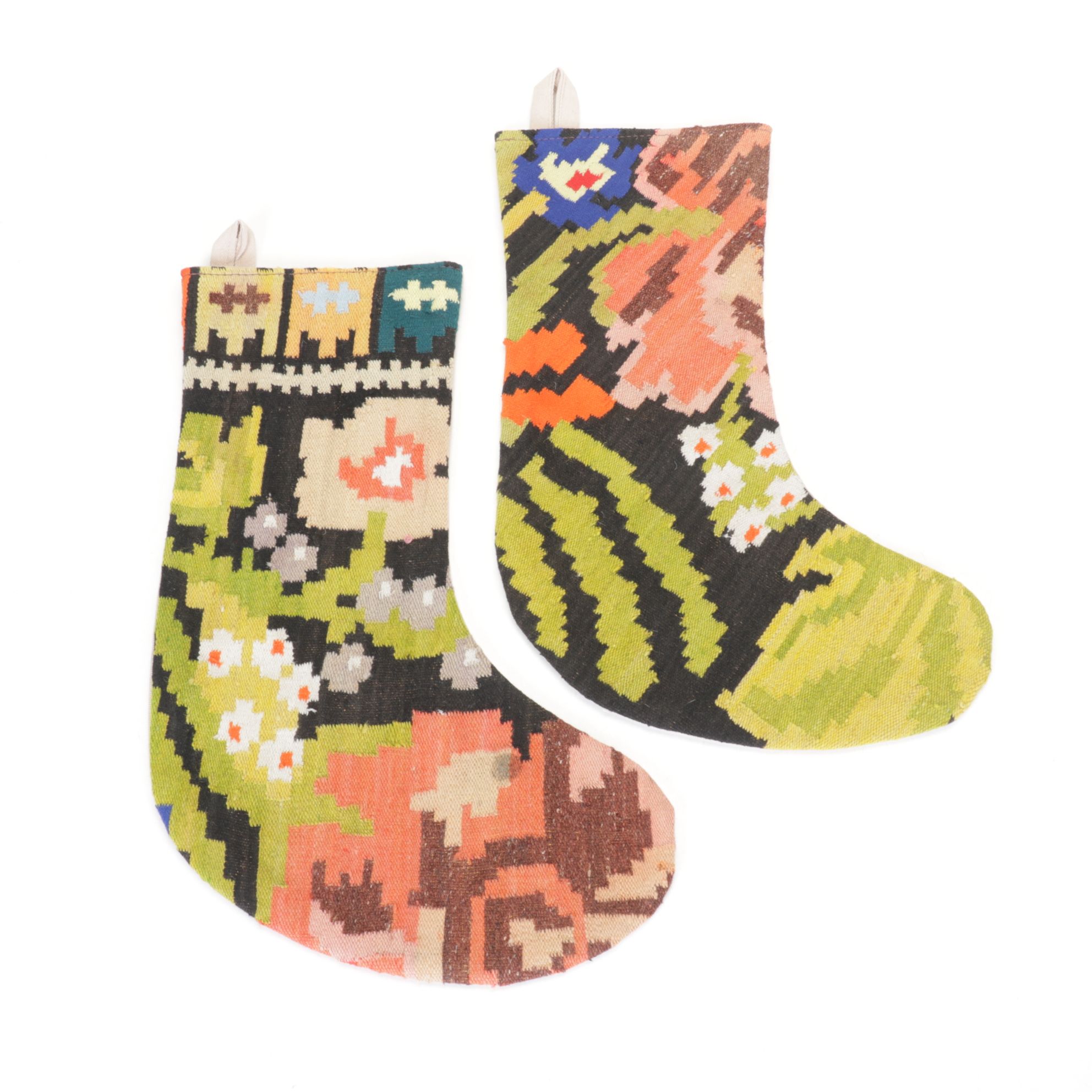 Handcrafted Turkish Kilim Rug Christmas Stockings