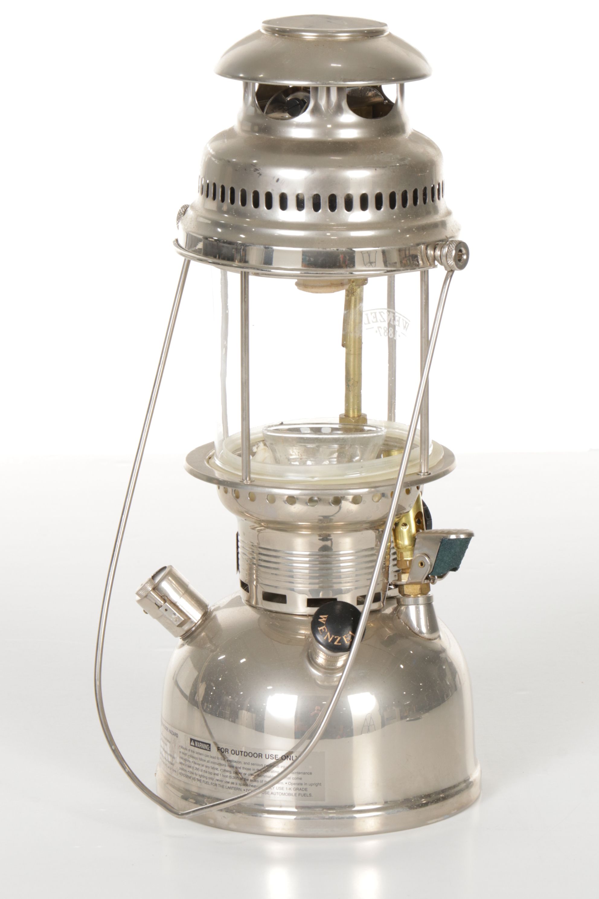 Three Wenzel Nickel Plated Kerosene Lanterns