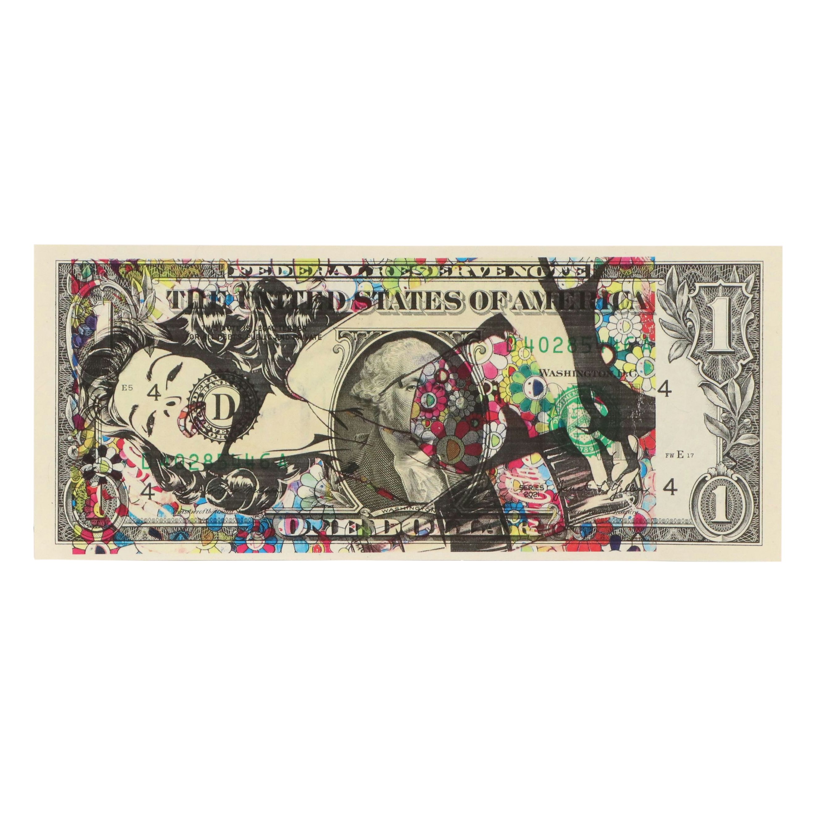Death NYC Screenprint of Pinup Woman Superimposed on US Dollar, 2026