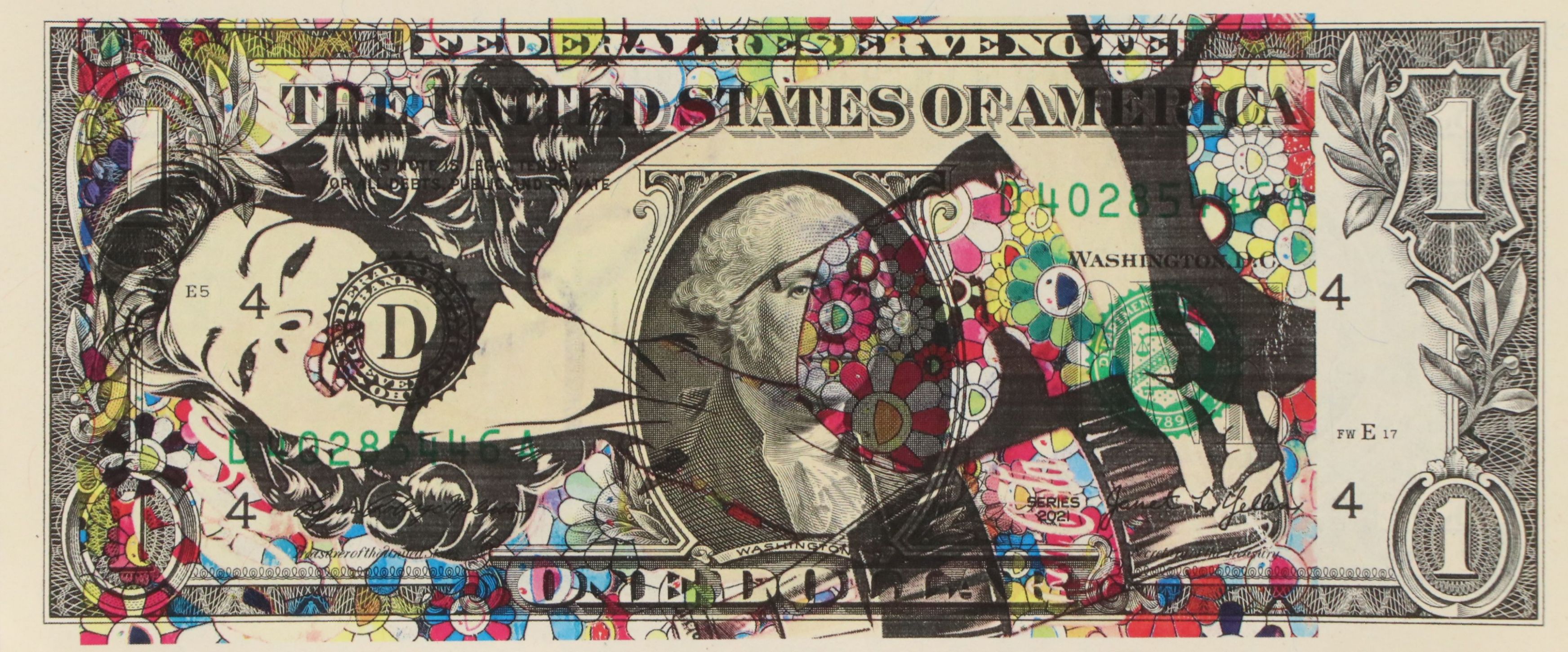 Death NYC Screenprint of Pinup Woman Superimposed on US Dollar, 2026