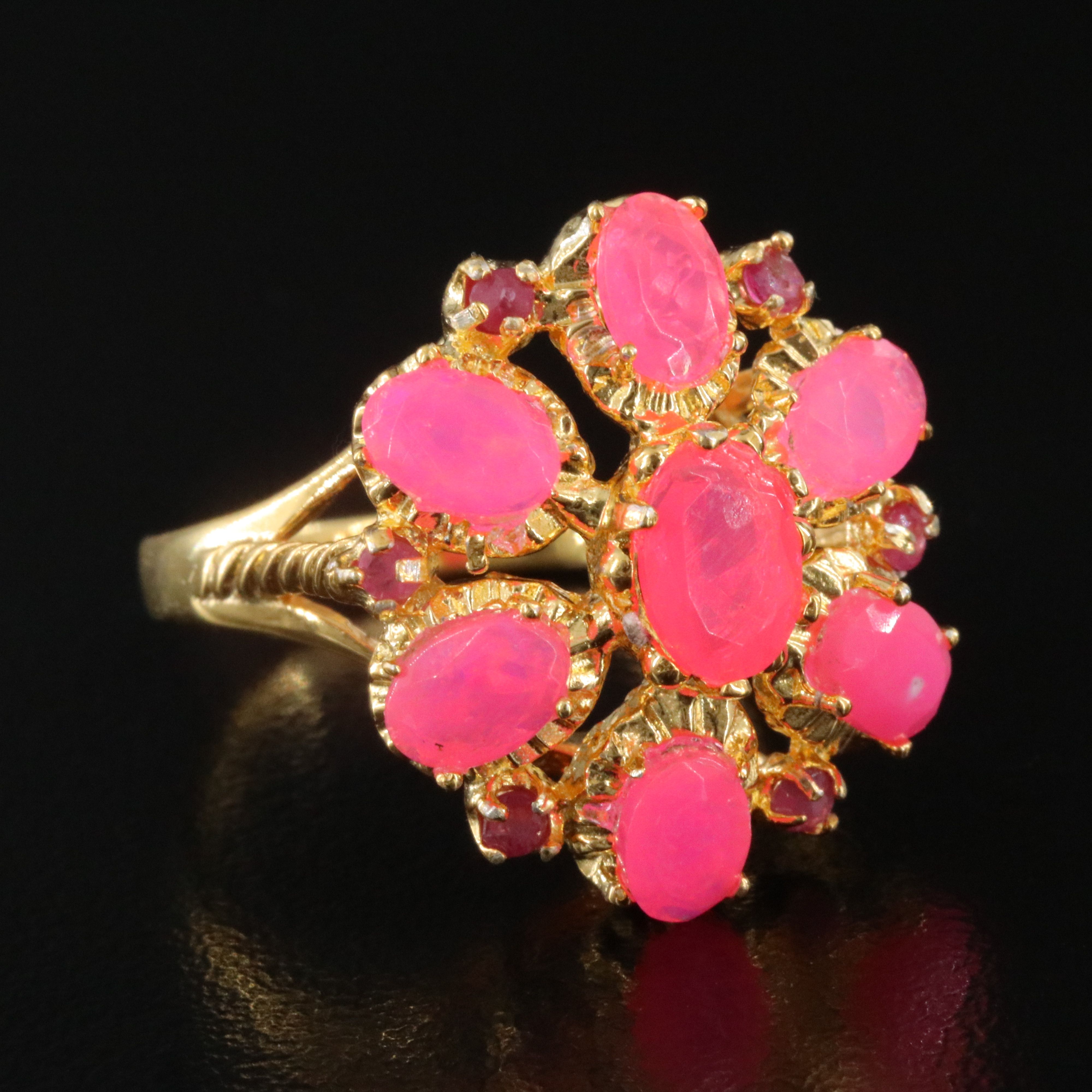 Sterling Opal and Ruby Ring