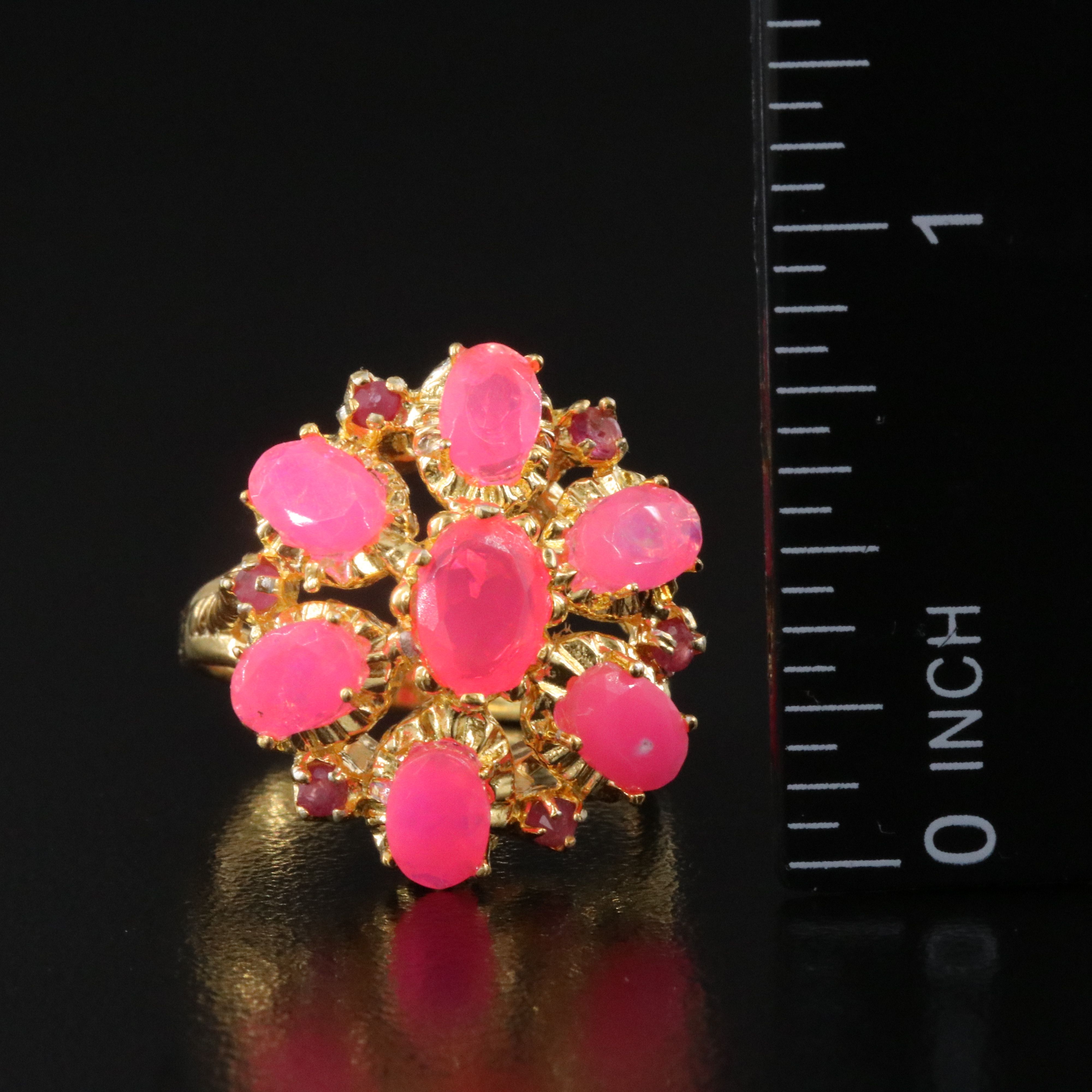 Sterling Opal and Ruby Ring