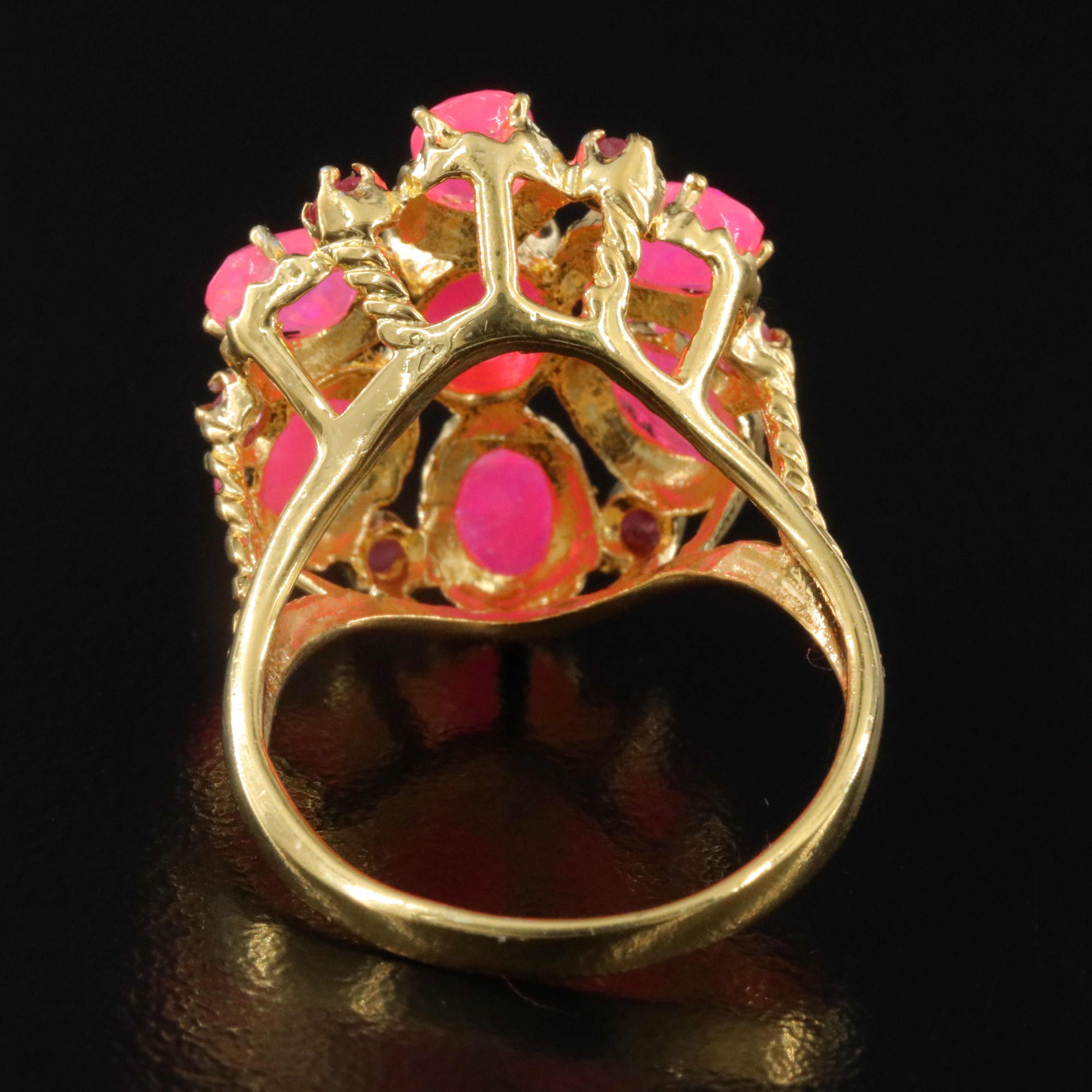 Sterling Opal and Ruby Ring
