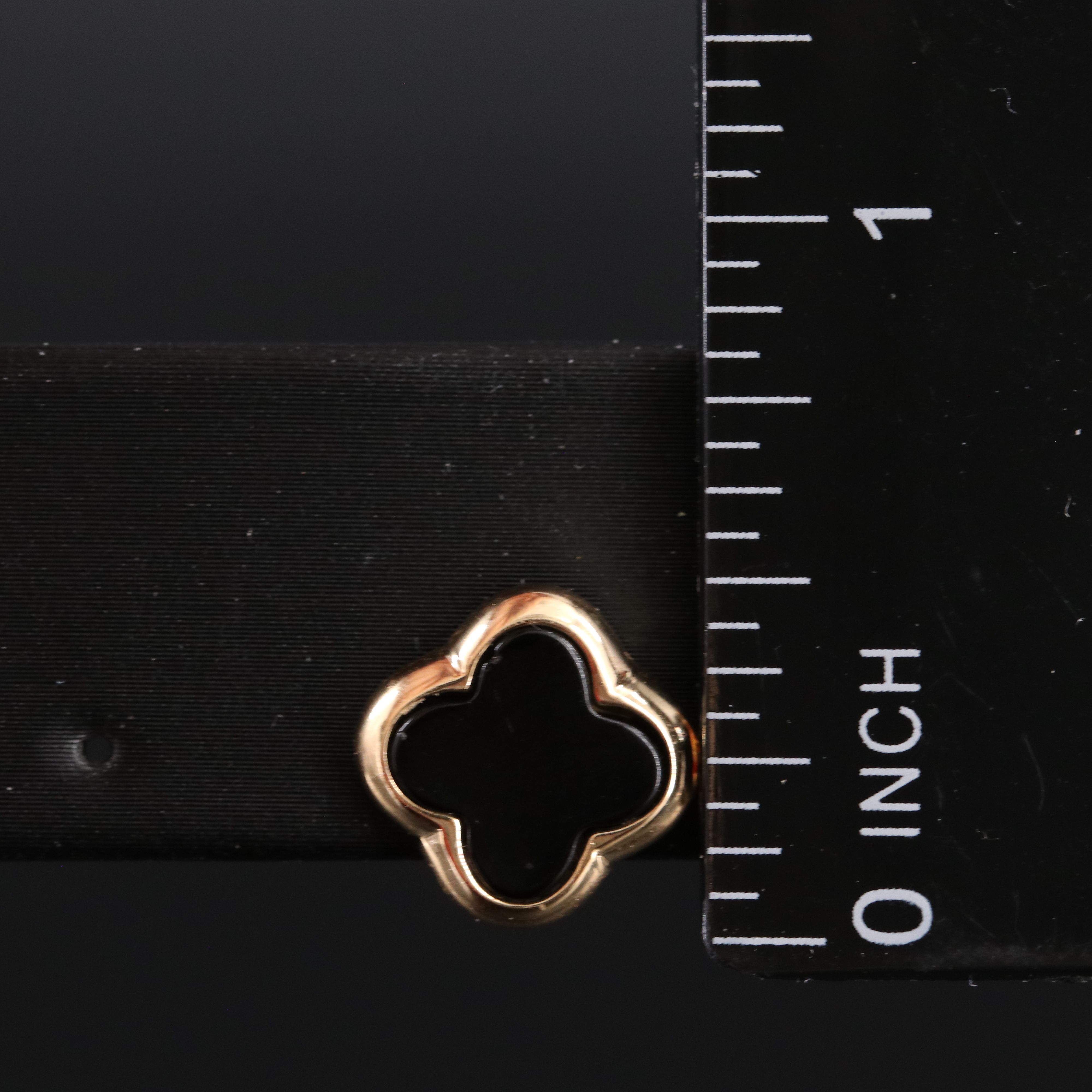 18K Black Onyx Quatrefoil Earrings