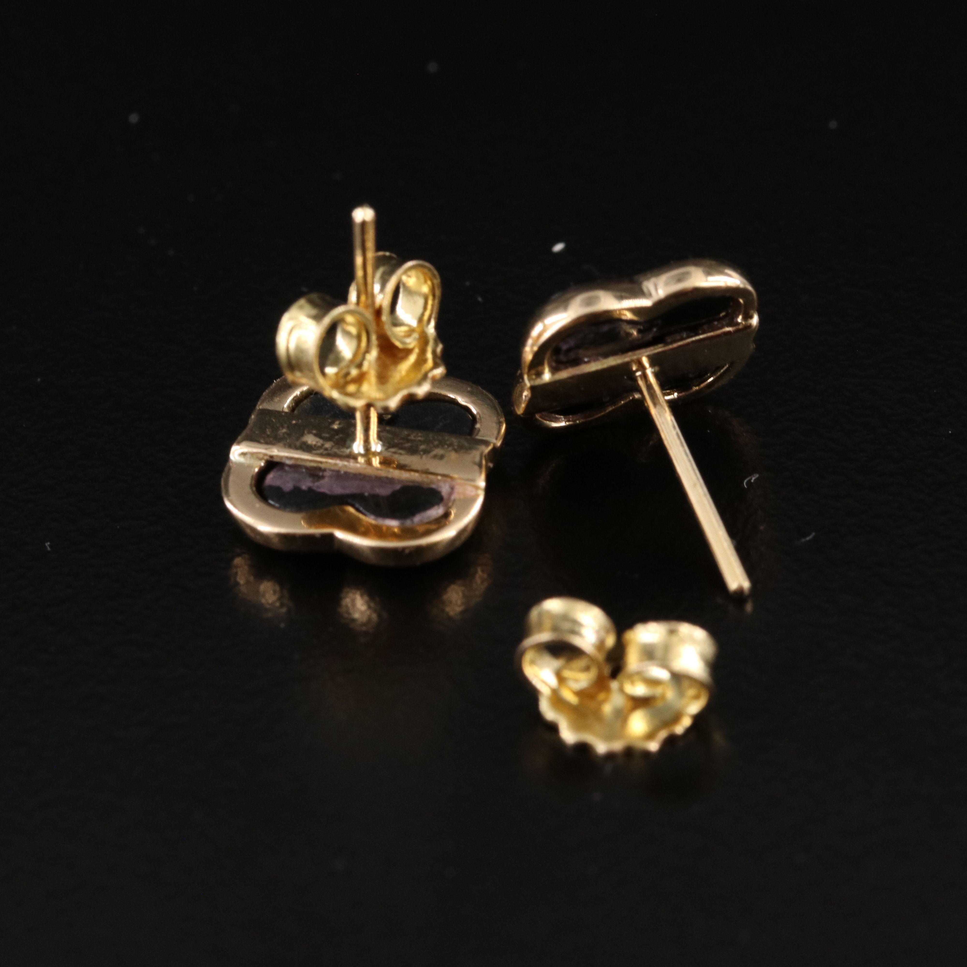 18K Black Onyx Quatrefoil Earrings