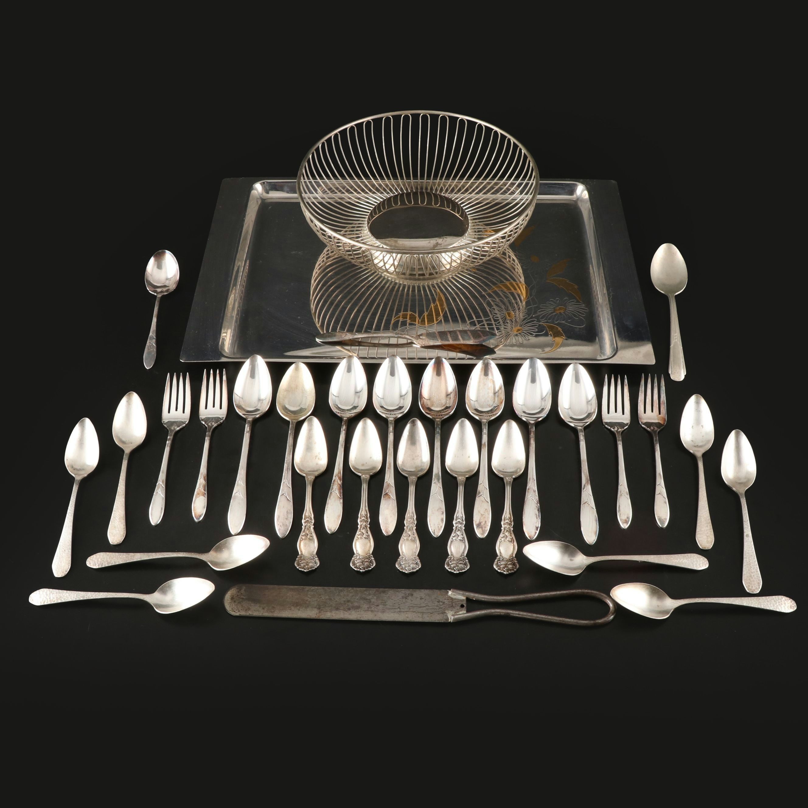 Oneida "Lady Hamilton" with Other Silver Plate Utensils and Serving Pieces