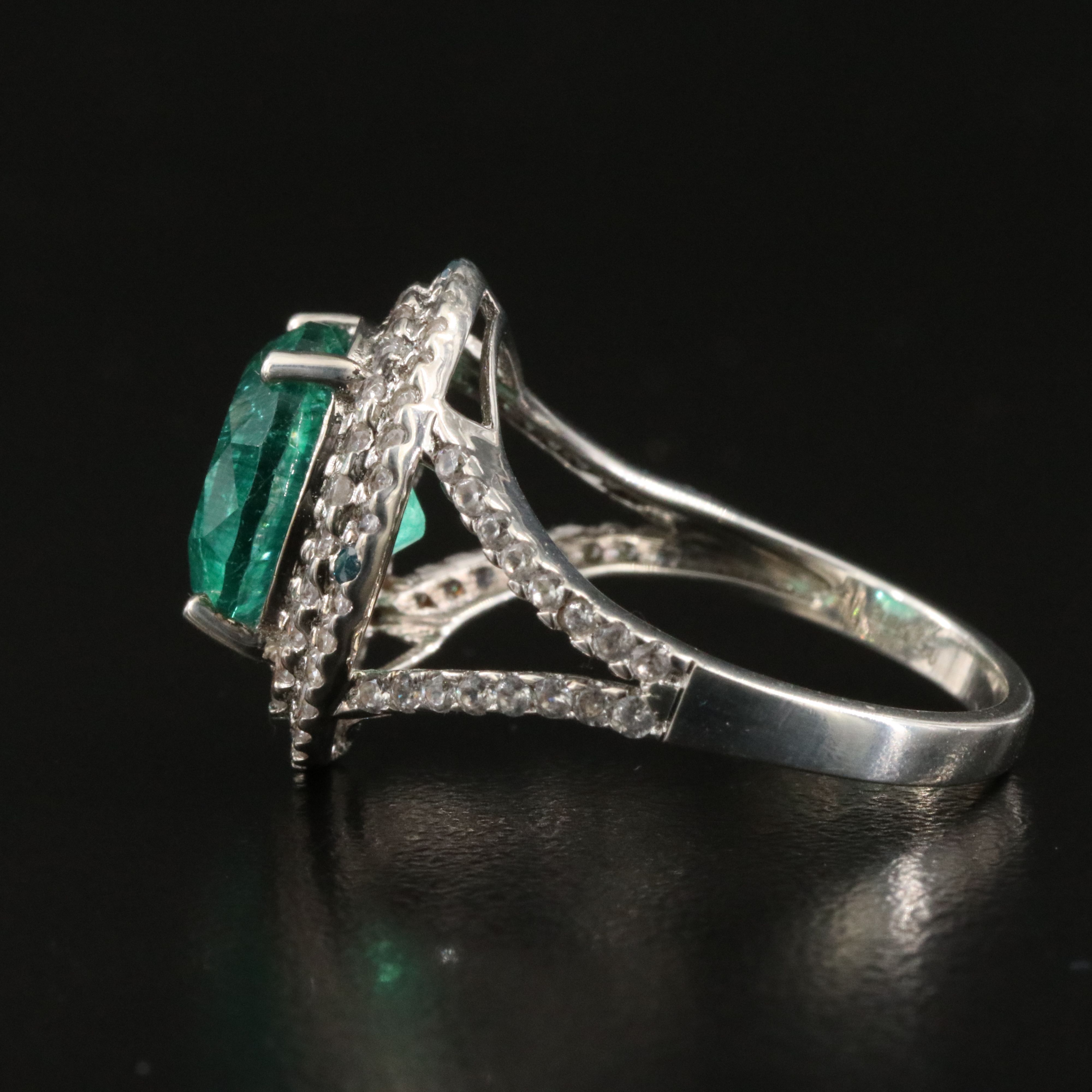 Sterling Quartz, Zircon and Fancy Blue Diamond Ring