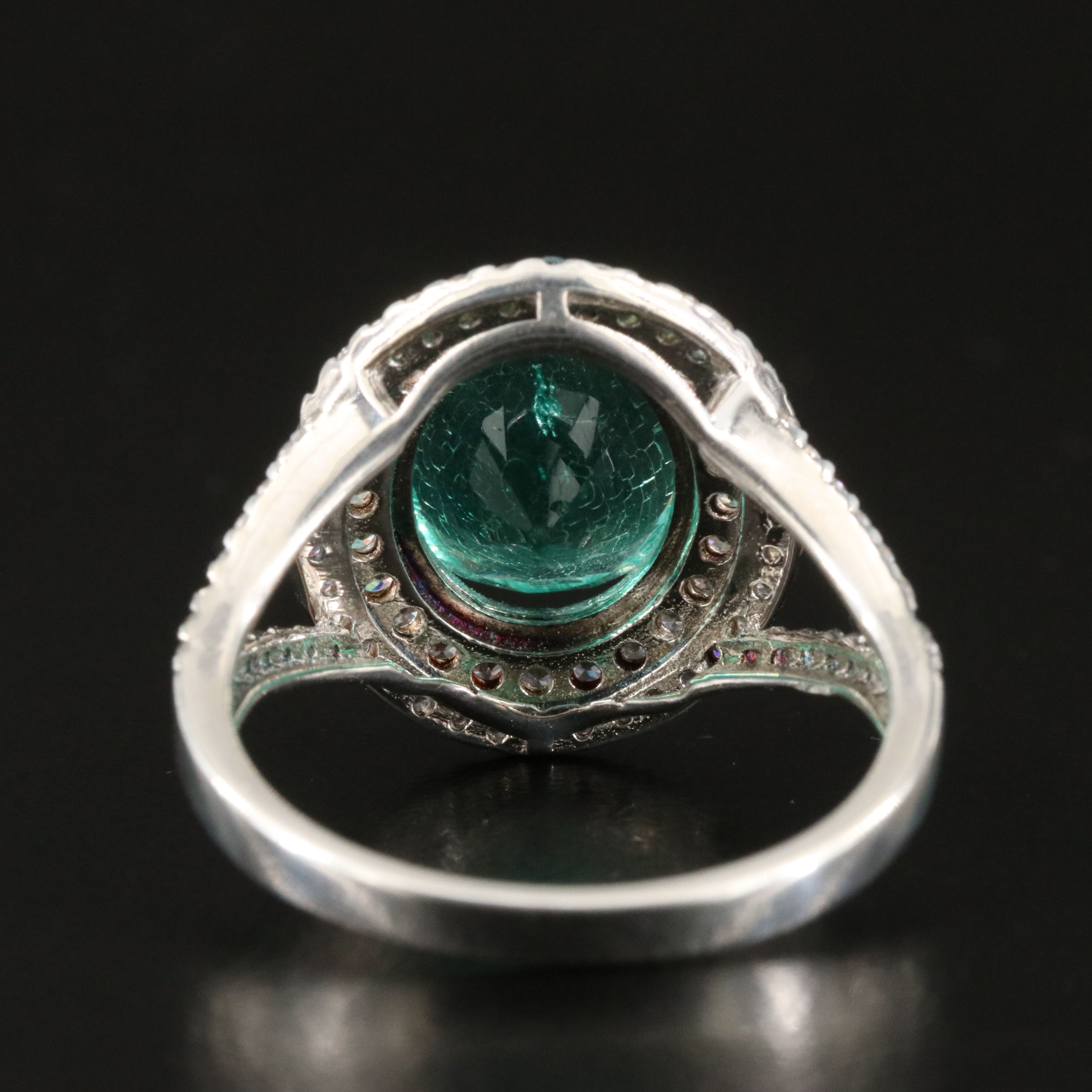 Sterling Quartz, Zircon and Fancy Blue Diamond Ring