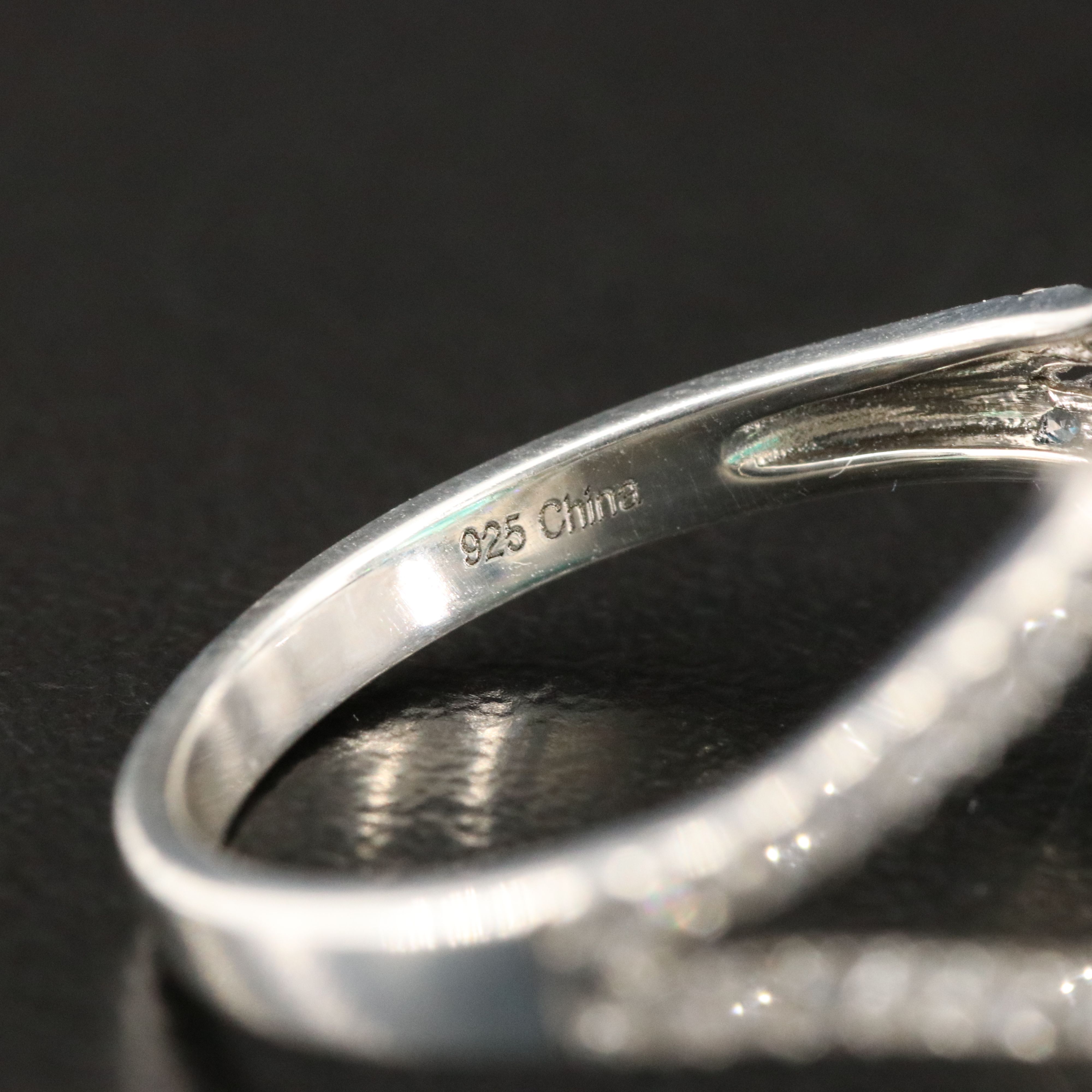 Sterling Quartz, Zircon and Fancy Blue Diamond Ring