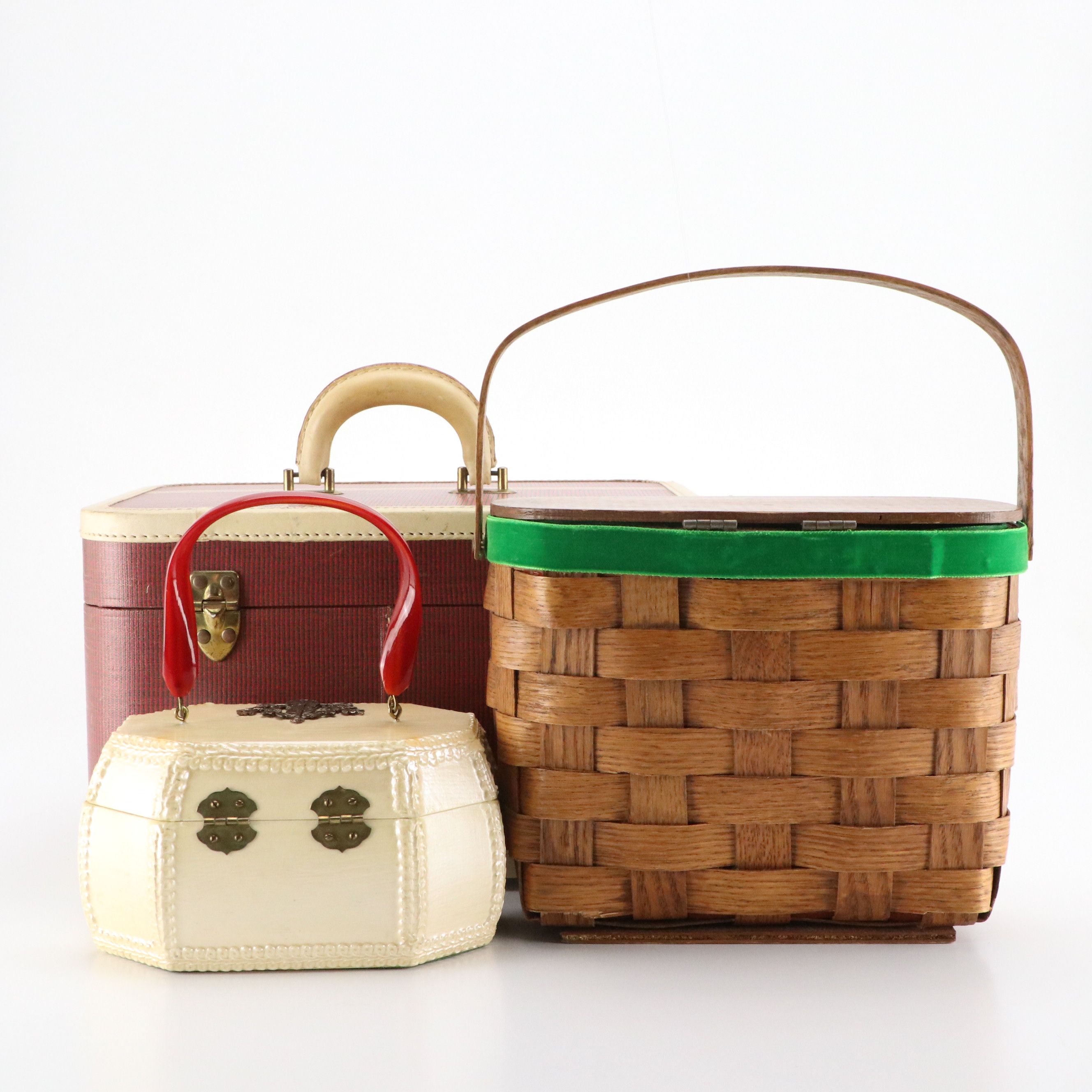 Star-Craft Luggage Train Case with Hand-Decorated Wood Purses