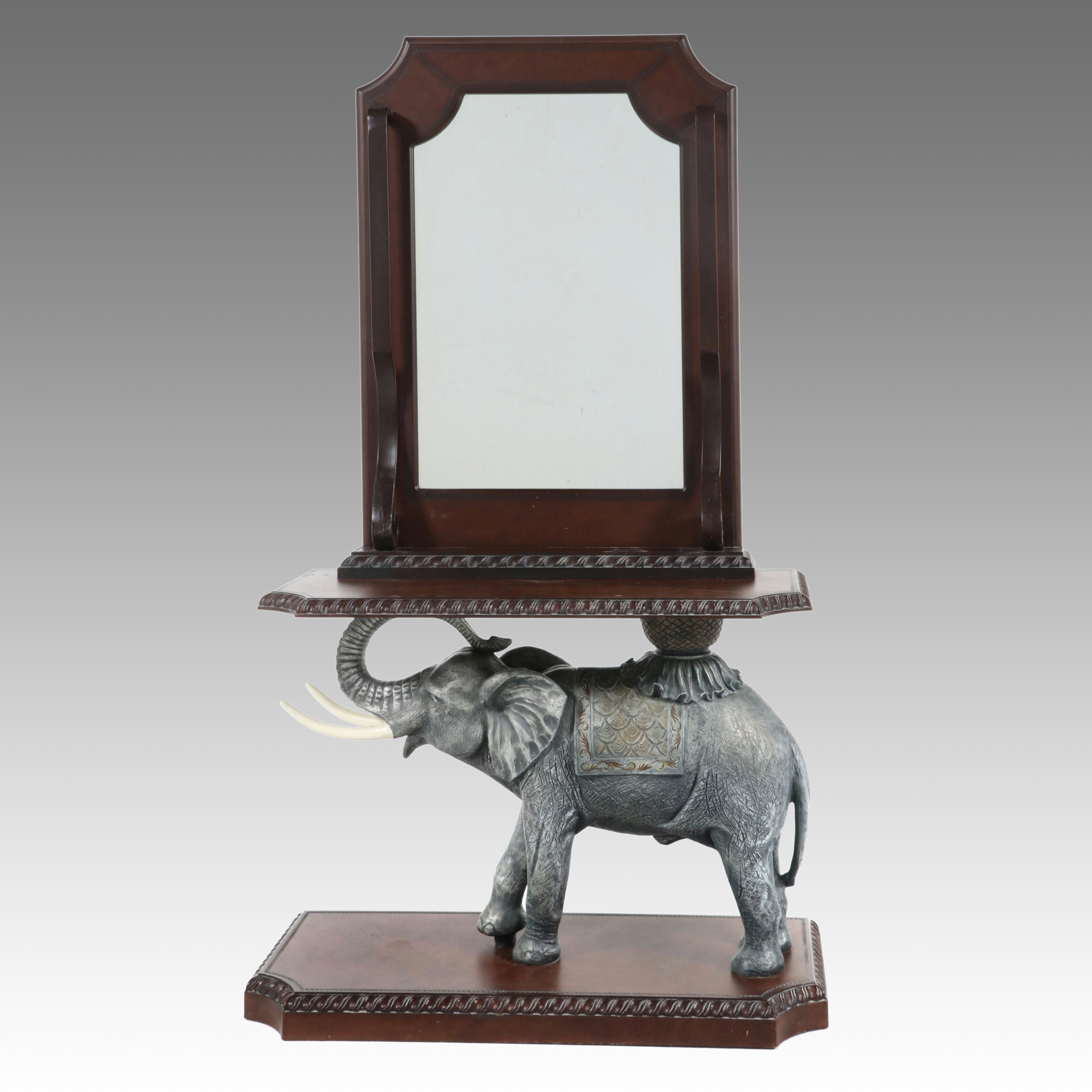 Modern Regency Style Figural Elephant Console and Mirror
