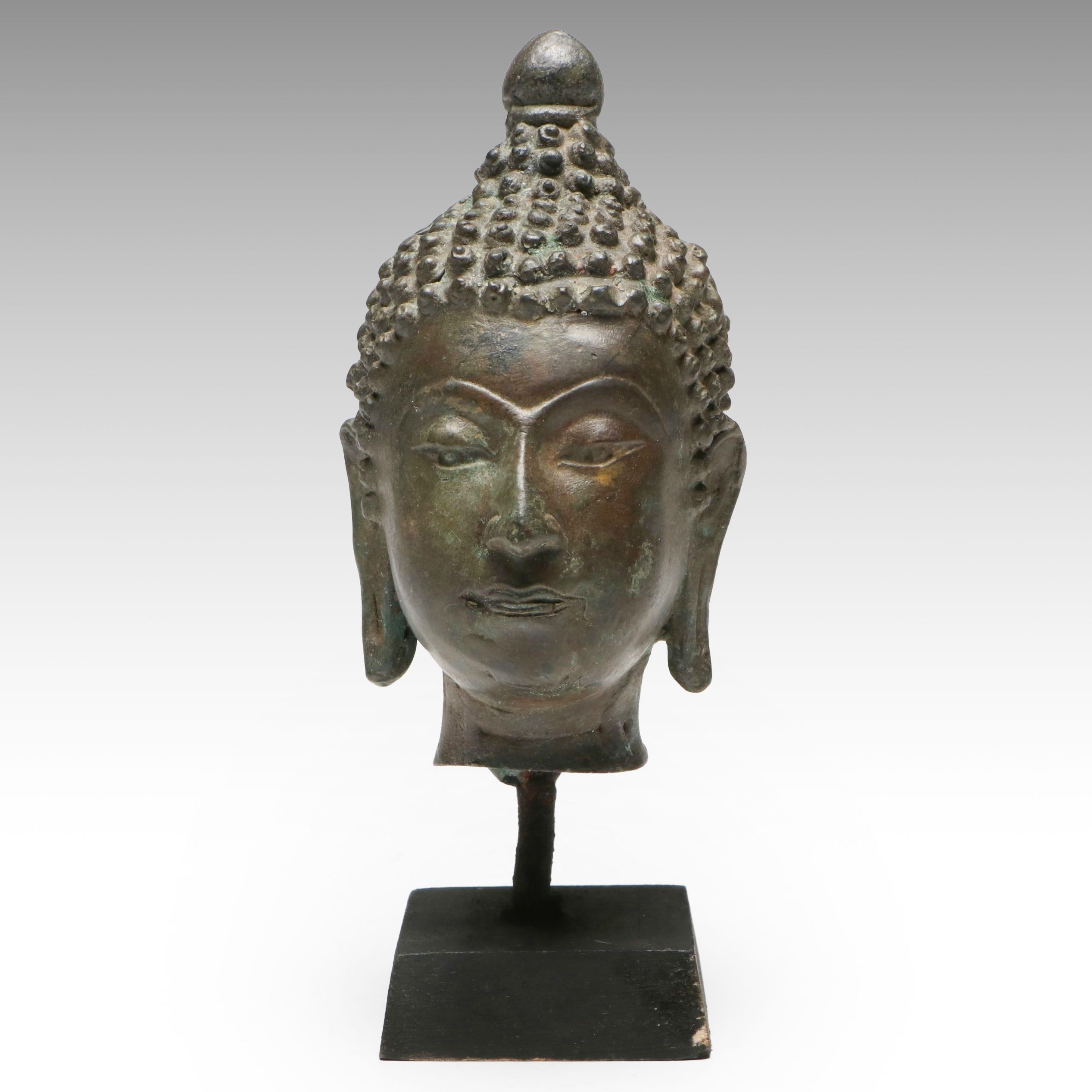 Patinated Cast Metal Buddha Head