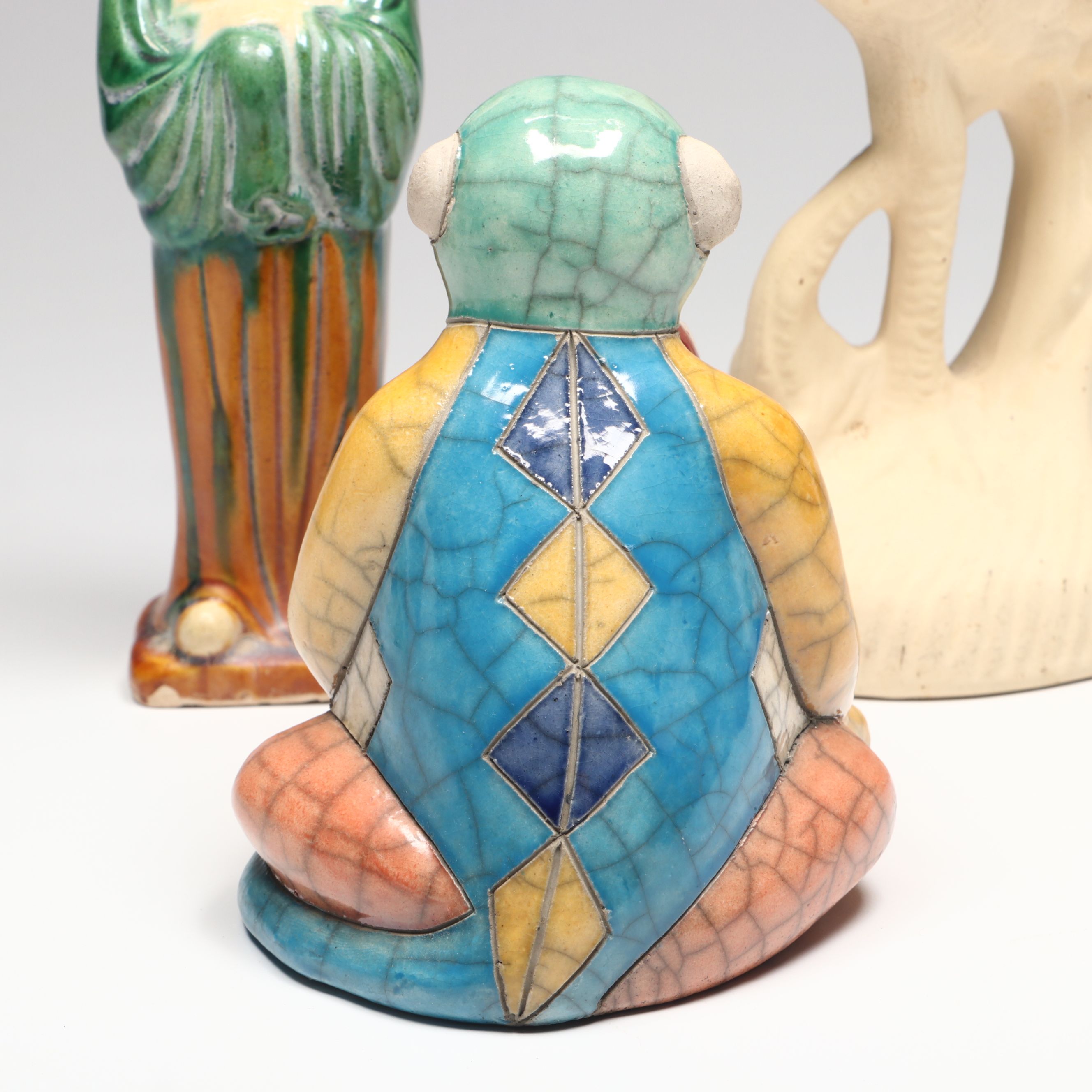 Chinese Tang Style Sancai Glaze Female Figure, Other Crane and Monkey Figures