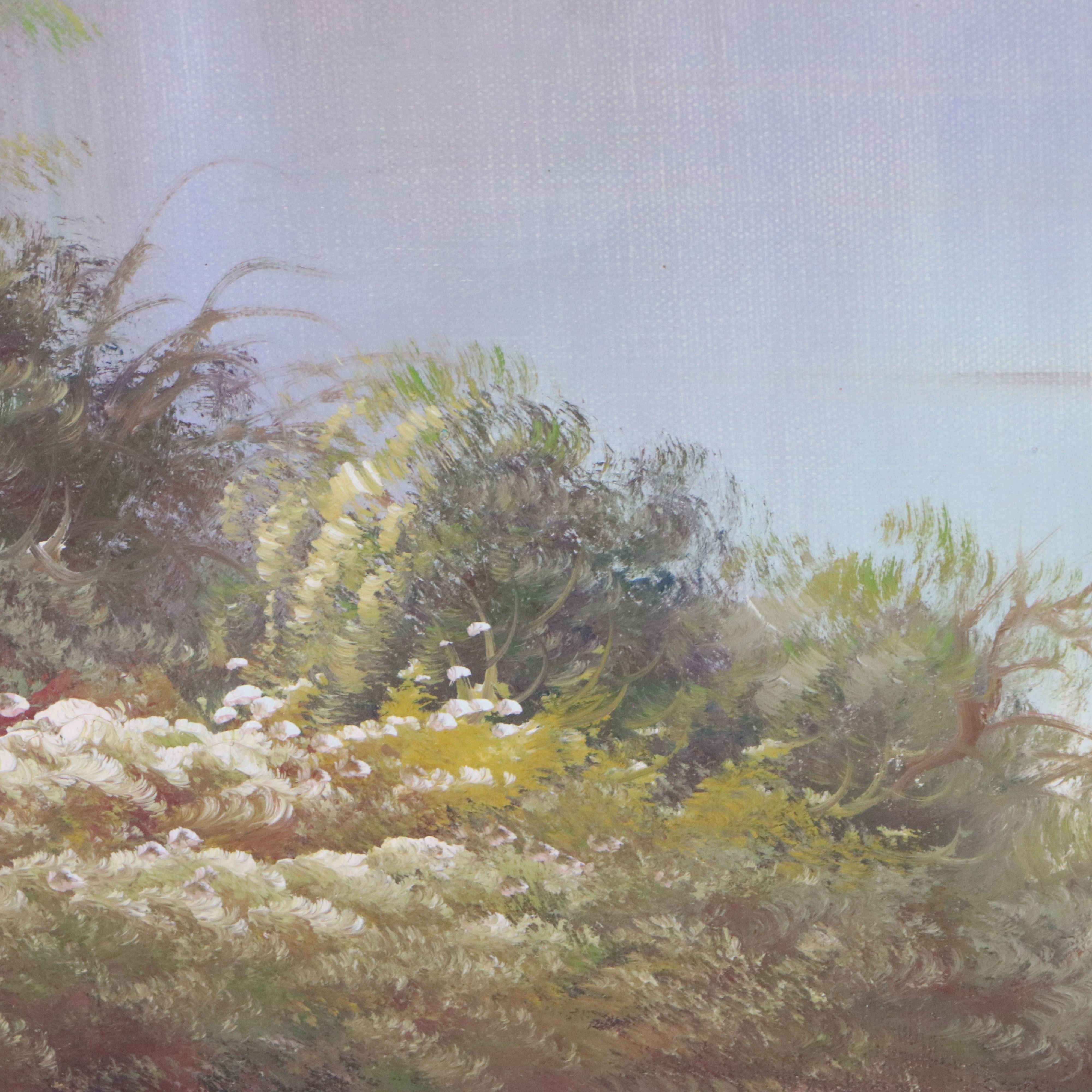 Swan River Landscape Oil Painting, Late 20th Century