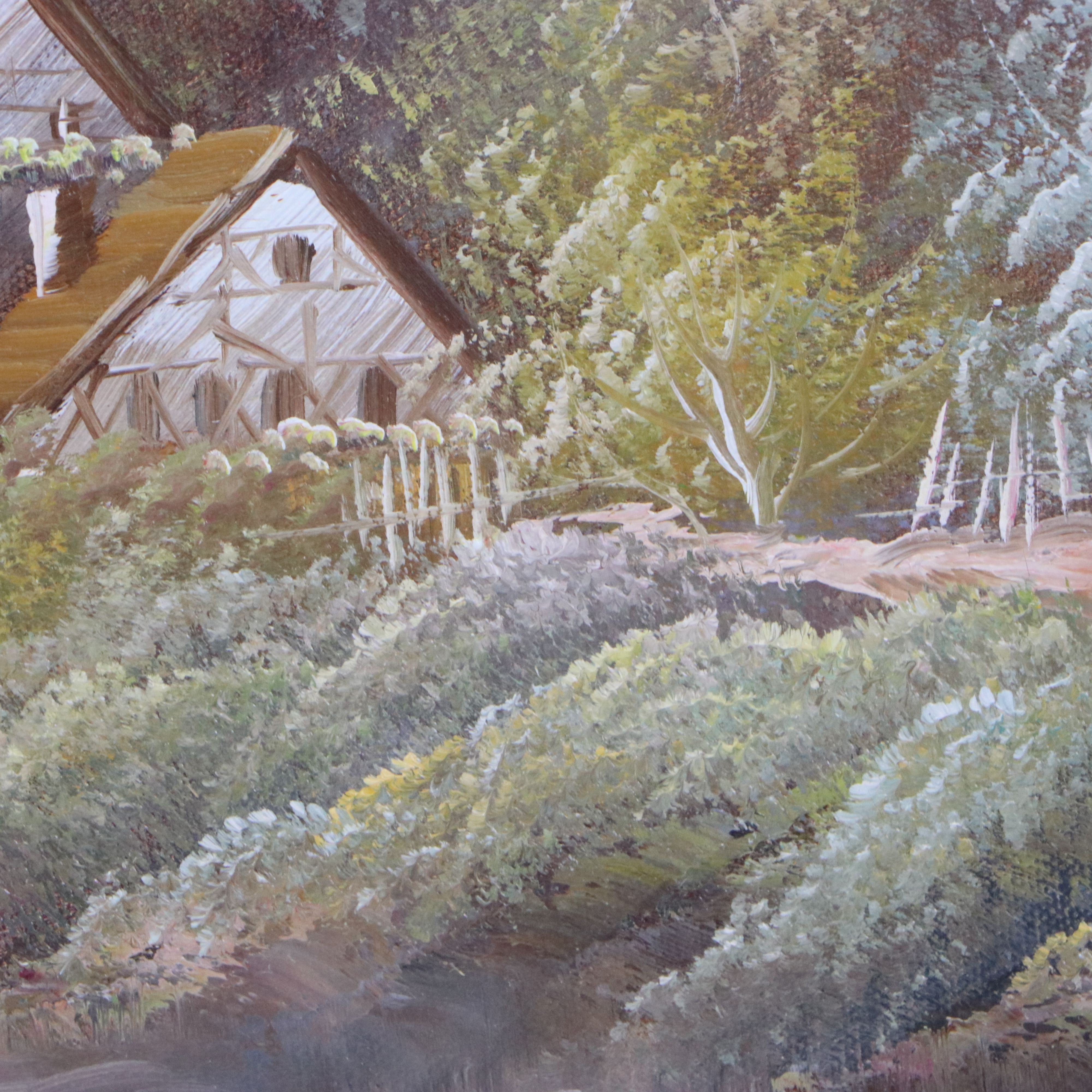 Swan River Landscape Oil Painting, Late 20th Century