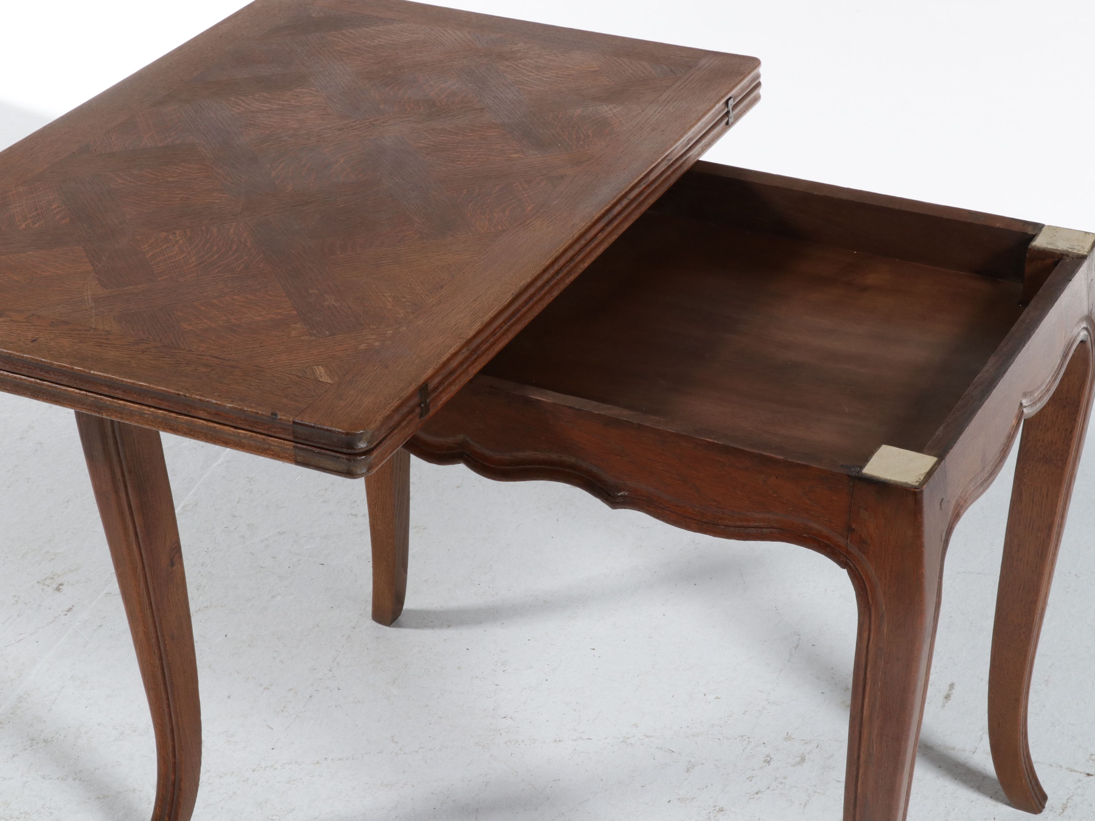 French Provincial Style Parquetry Top Flip-Top Game Table