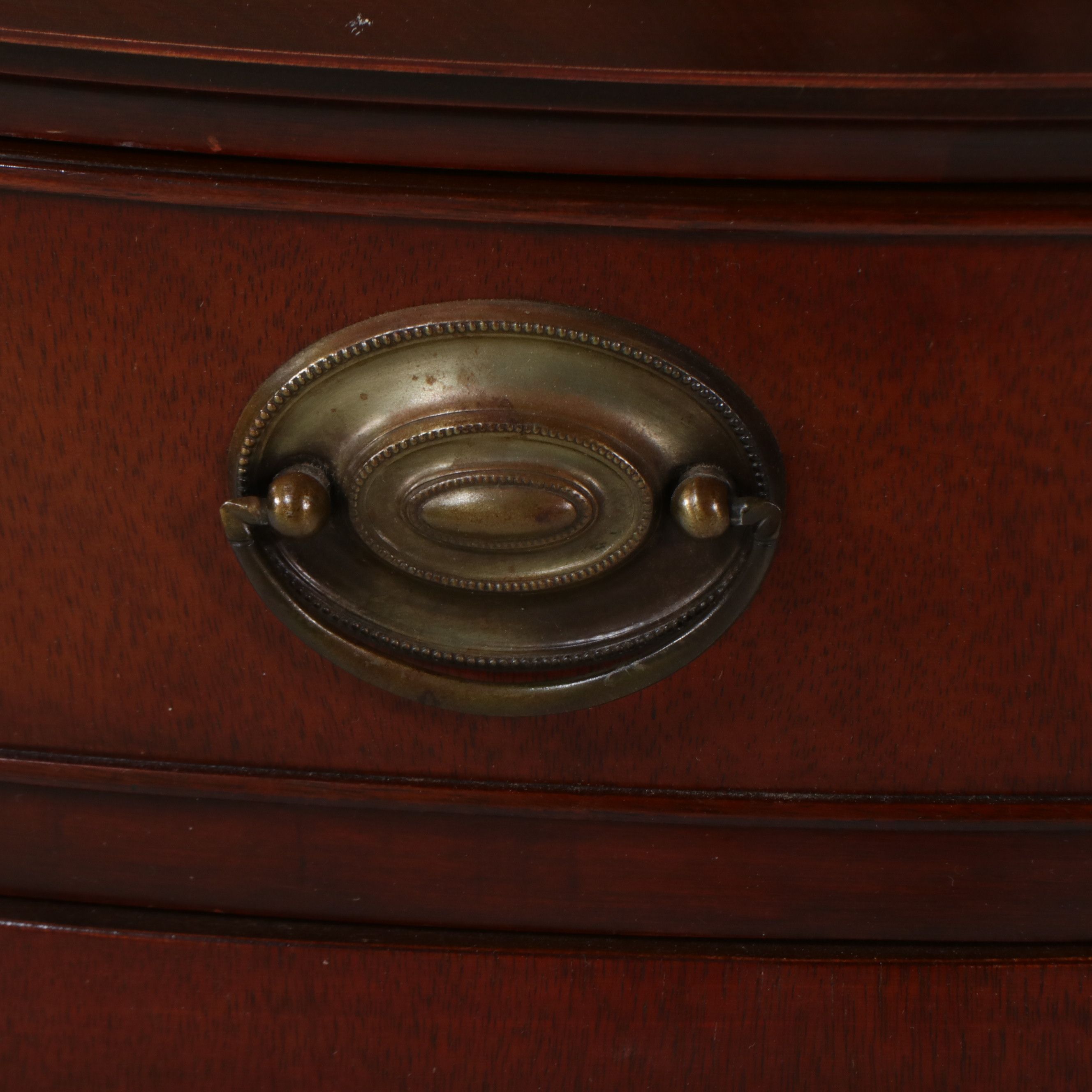 Georgian Style Mahogany Bowfront Corner China Cabinet, Mid to Late 20th Century