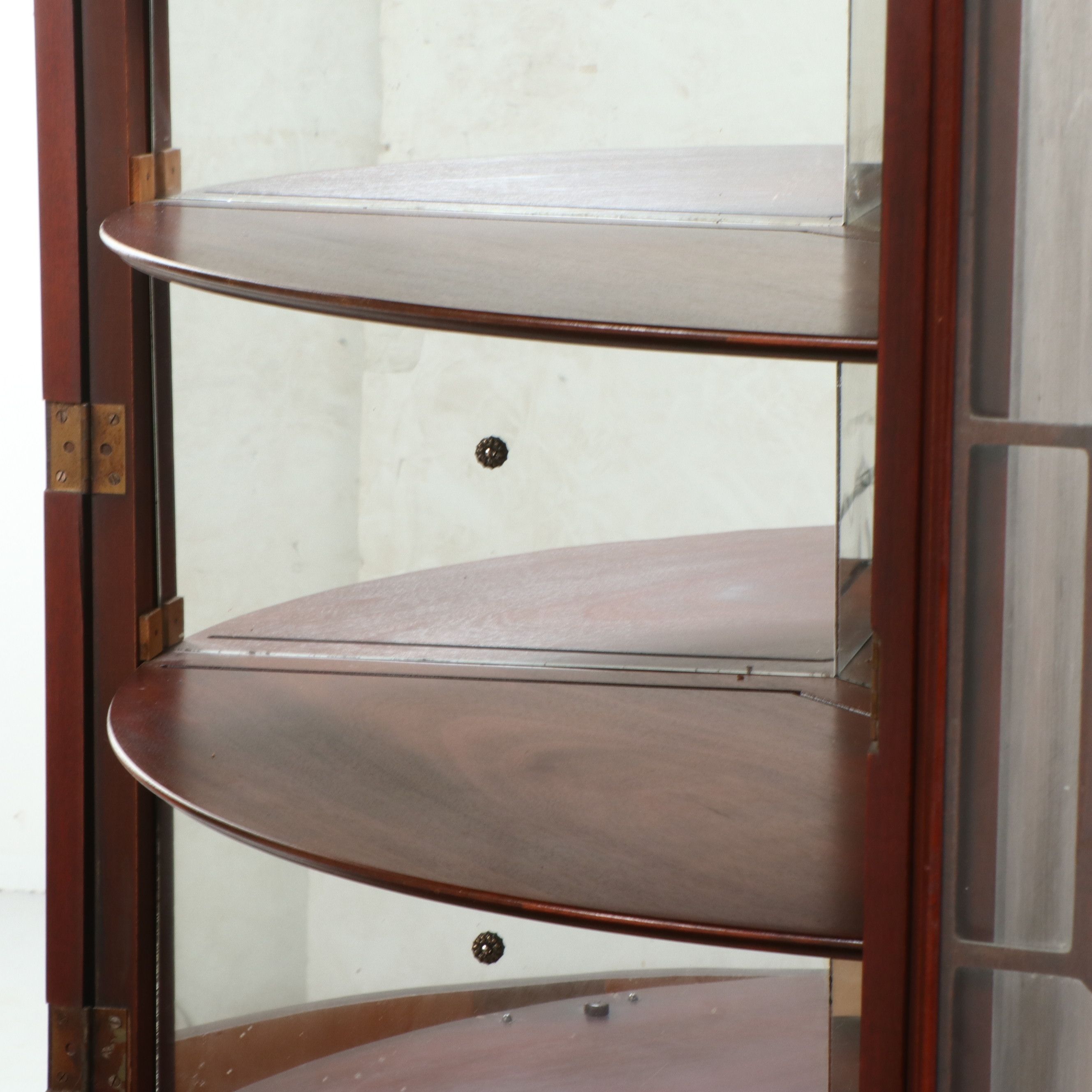 Georgian Style Mahogany Bowfront Corner China Cabinet, Mid to Late 20th Century