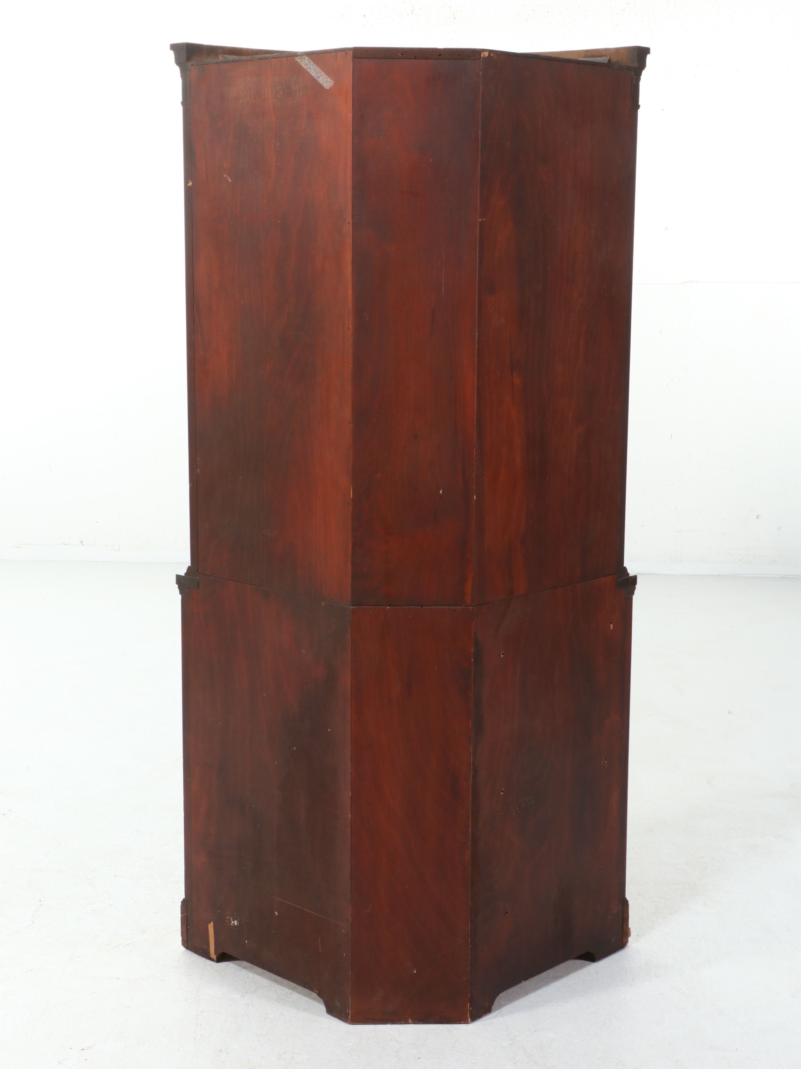 Georgian Style Mahogany Bowfront Corner China Cabinet, Mid to Late 20th Century