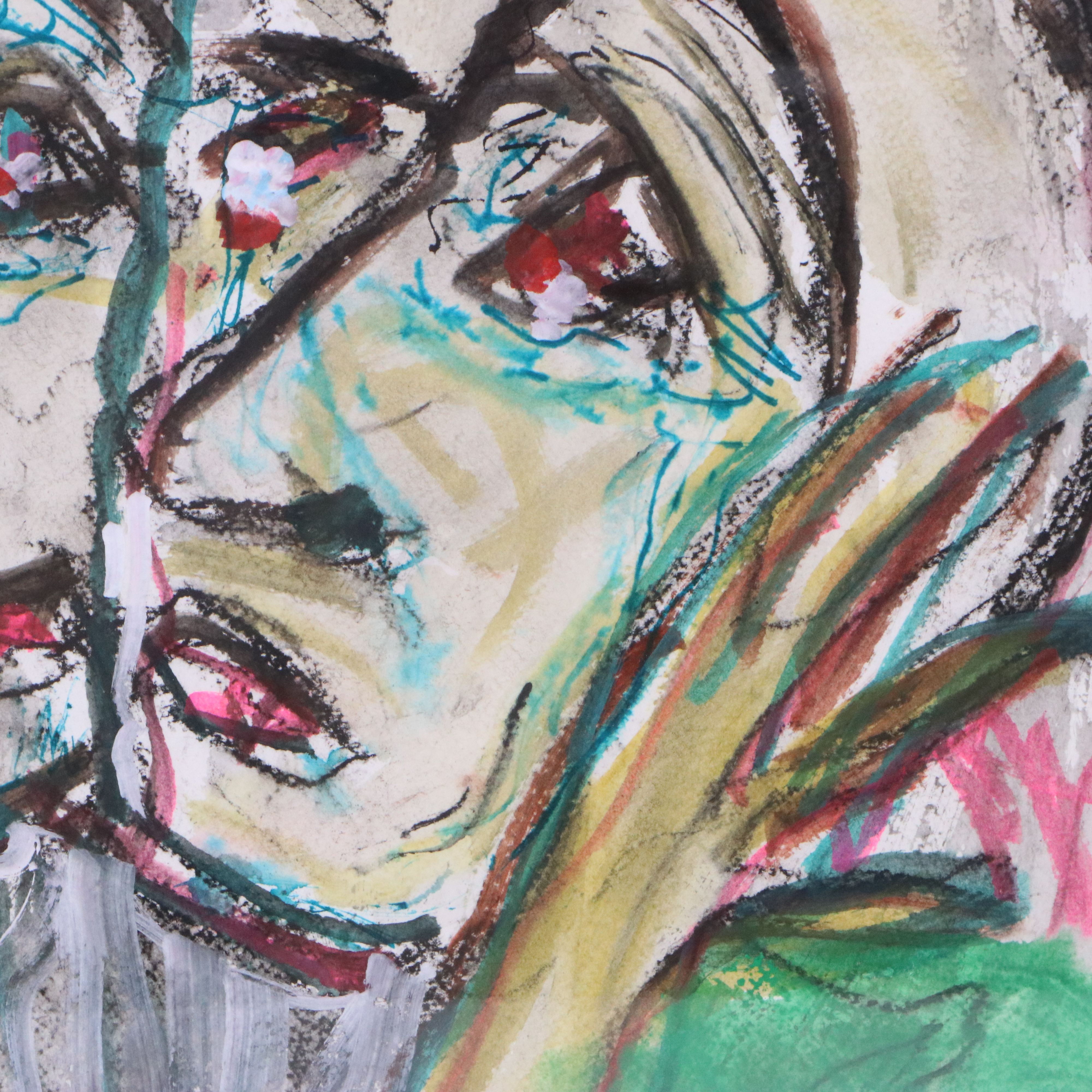 Jim Guest Mixed Media Painting of Couple