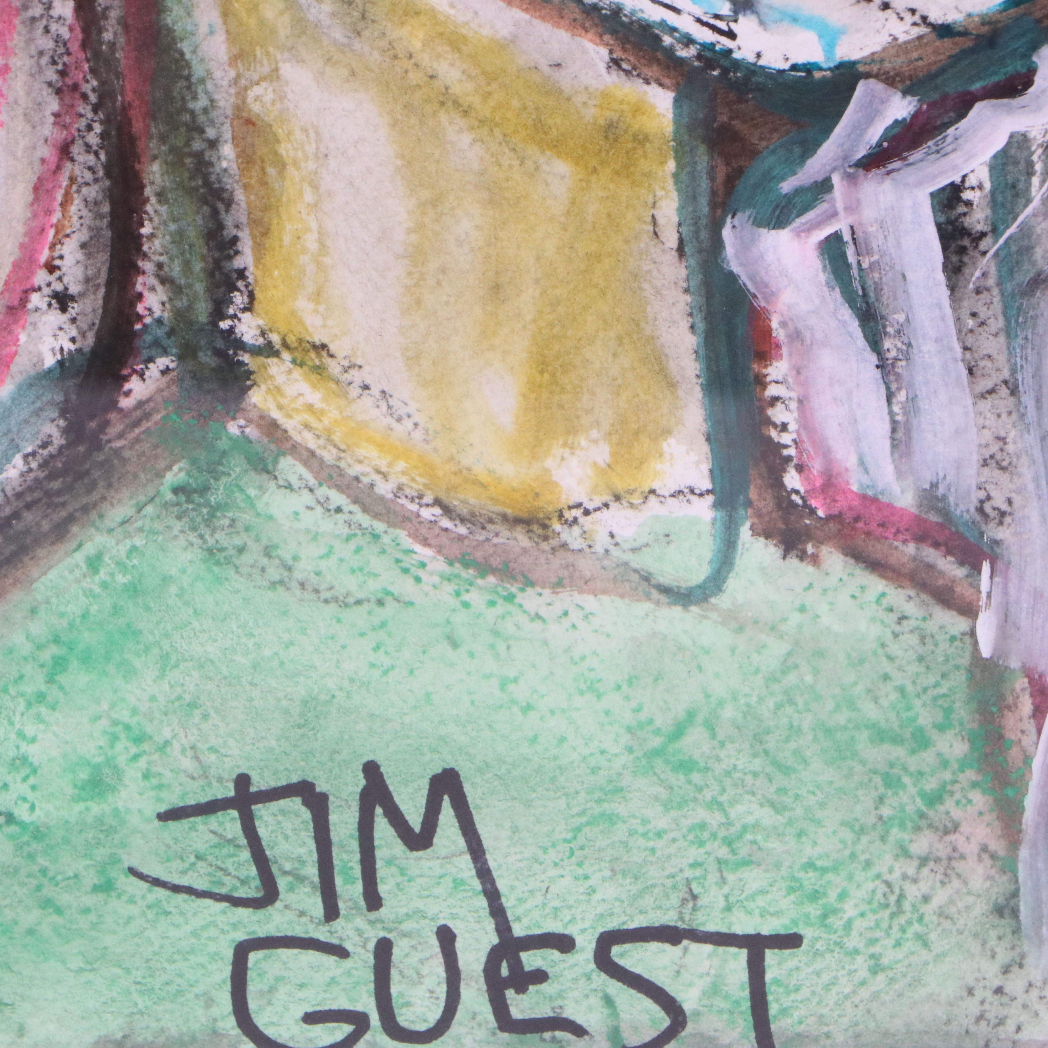 Jim Guest Mixed Media Painting of Couple