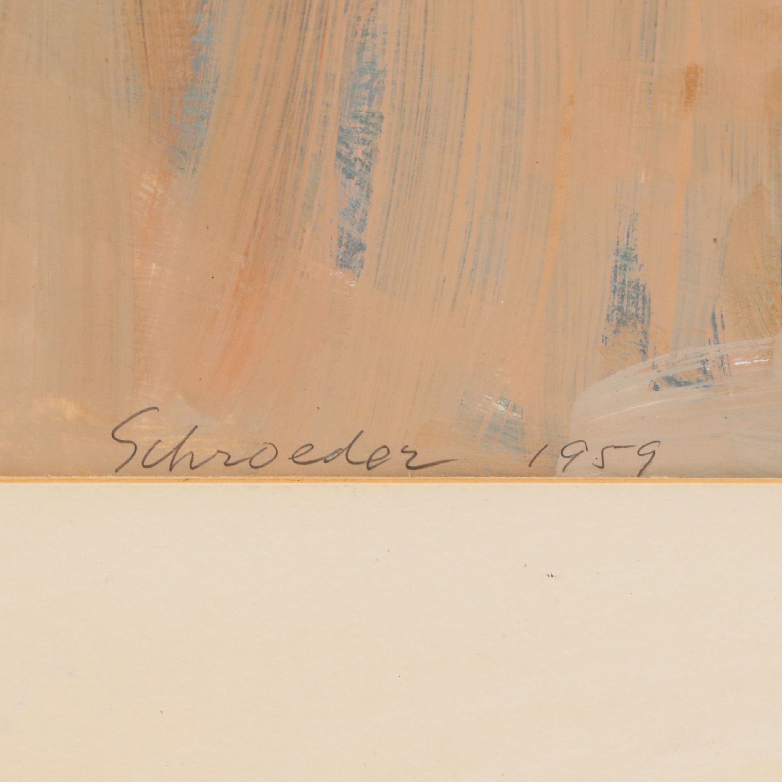 Schroeder Acrylic Painting of Abstracted Figure, 1959