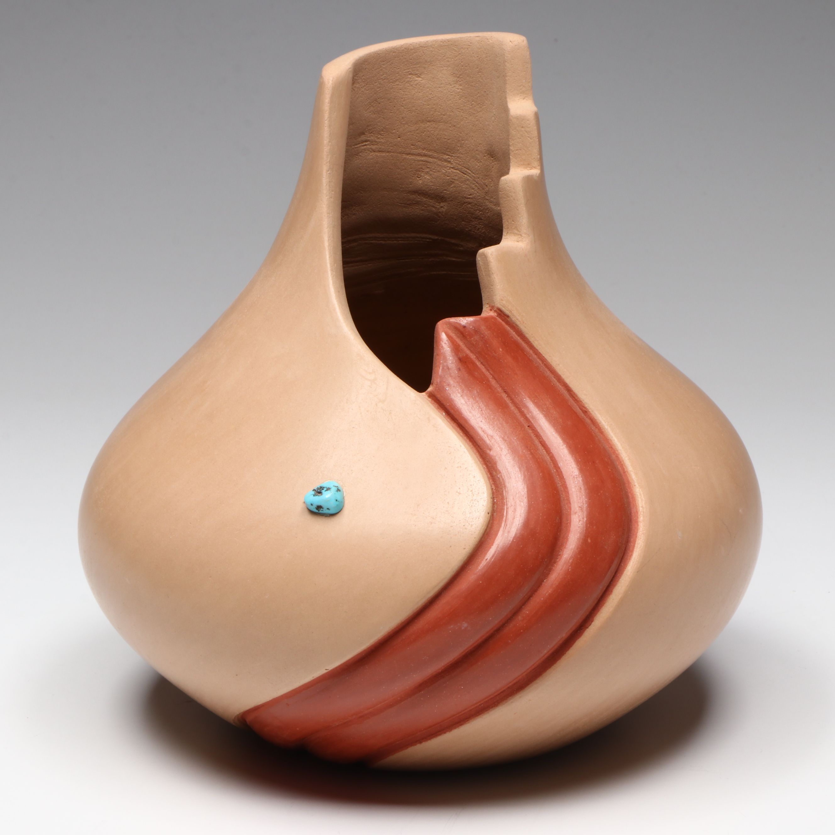 Marcella Yepa Jemez Pueblo Pottery Kiva Step Vase
