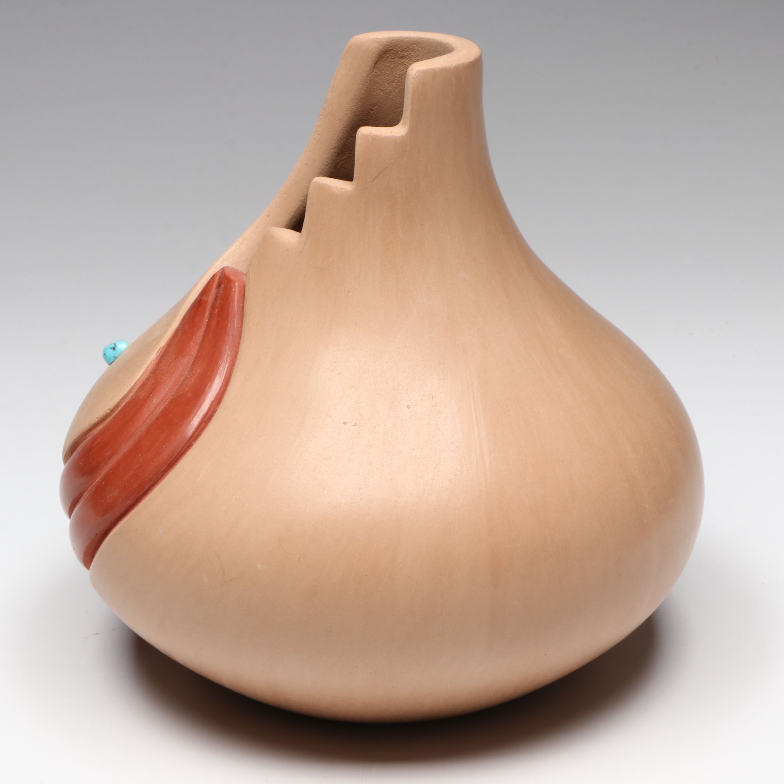 Marcella Yepa Jemez Pueblo Pottery Kiva Step Vase
