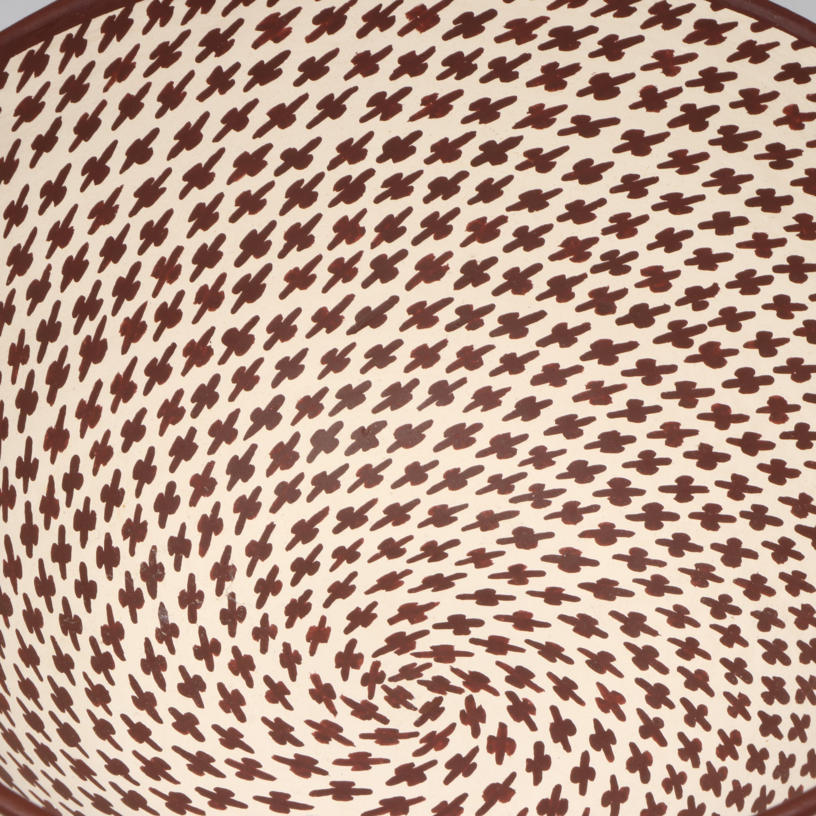 Pablo Lopez Mata Ortiz Pueblo Brown and White Pottery Bowl