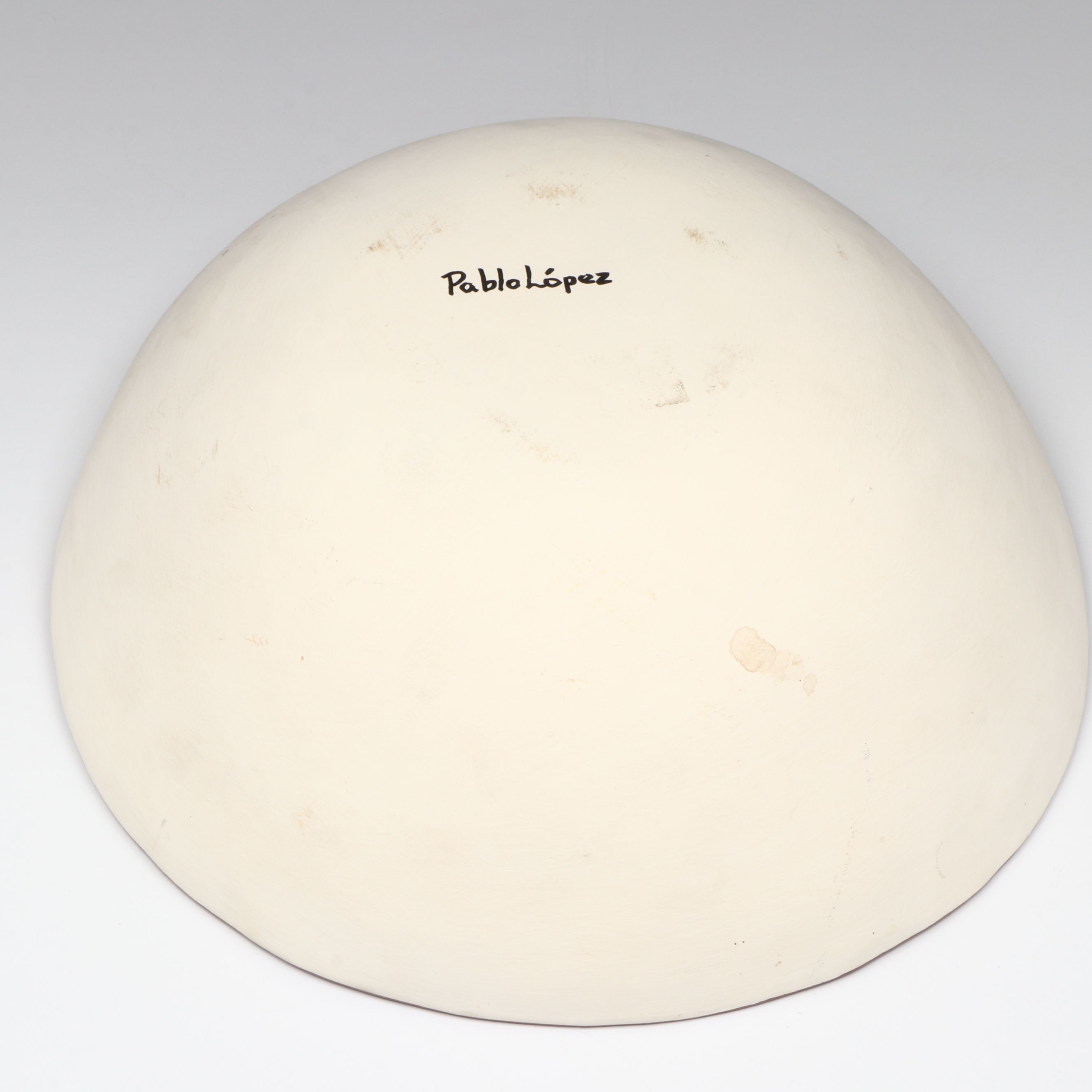 Pablo Lopez Mata Ortiz Pueblo Brown and White Pottery Bowl