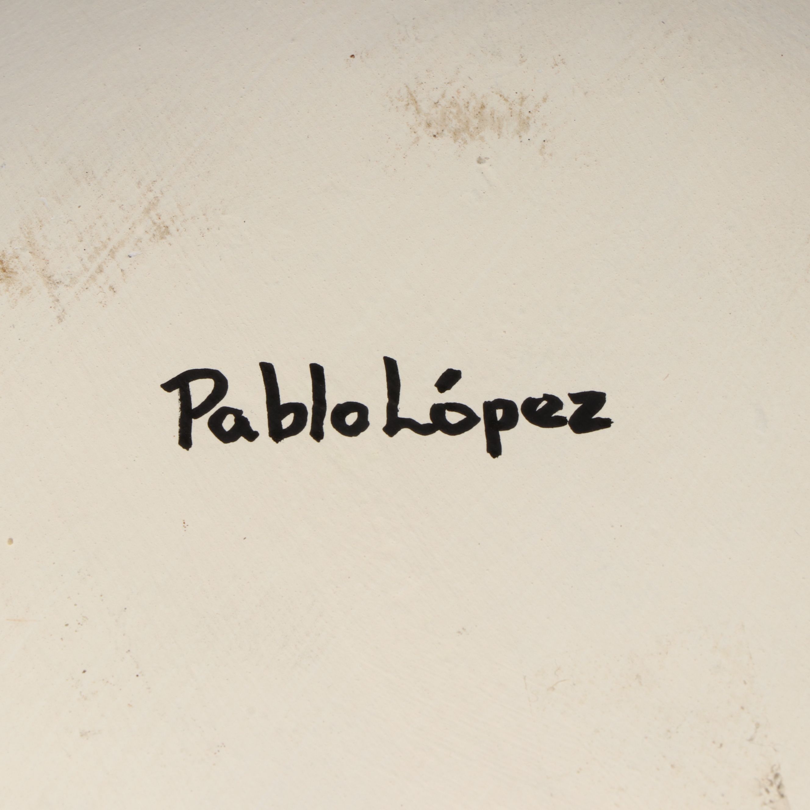 Pablo Lopez Mata Ortiz Pueblo Brown and White Pottery Bowl