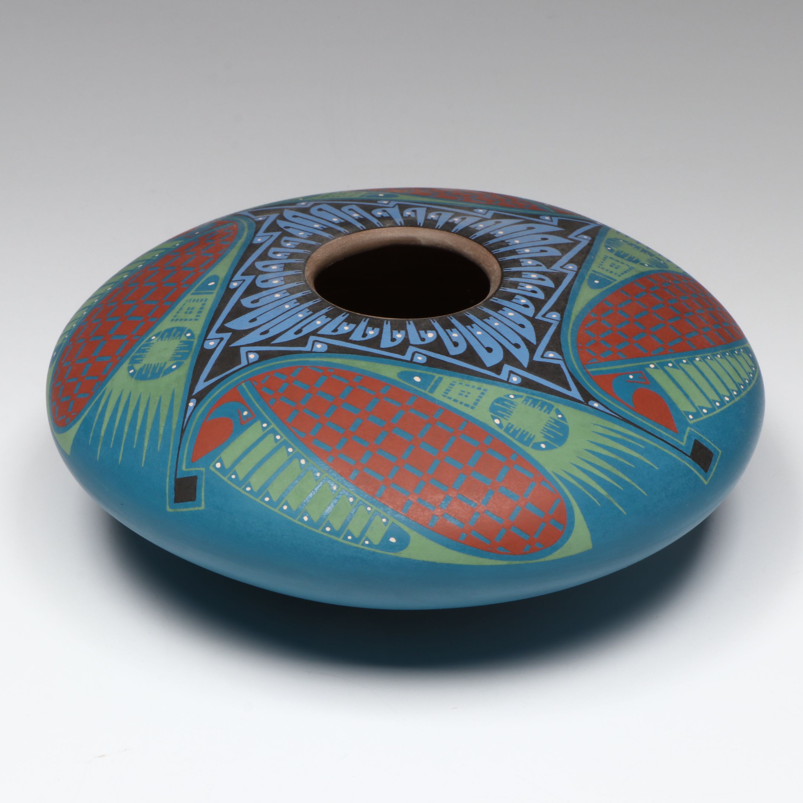 Oscar Quezada Mata Ortiza Polychrome Pottery Seed Pot