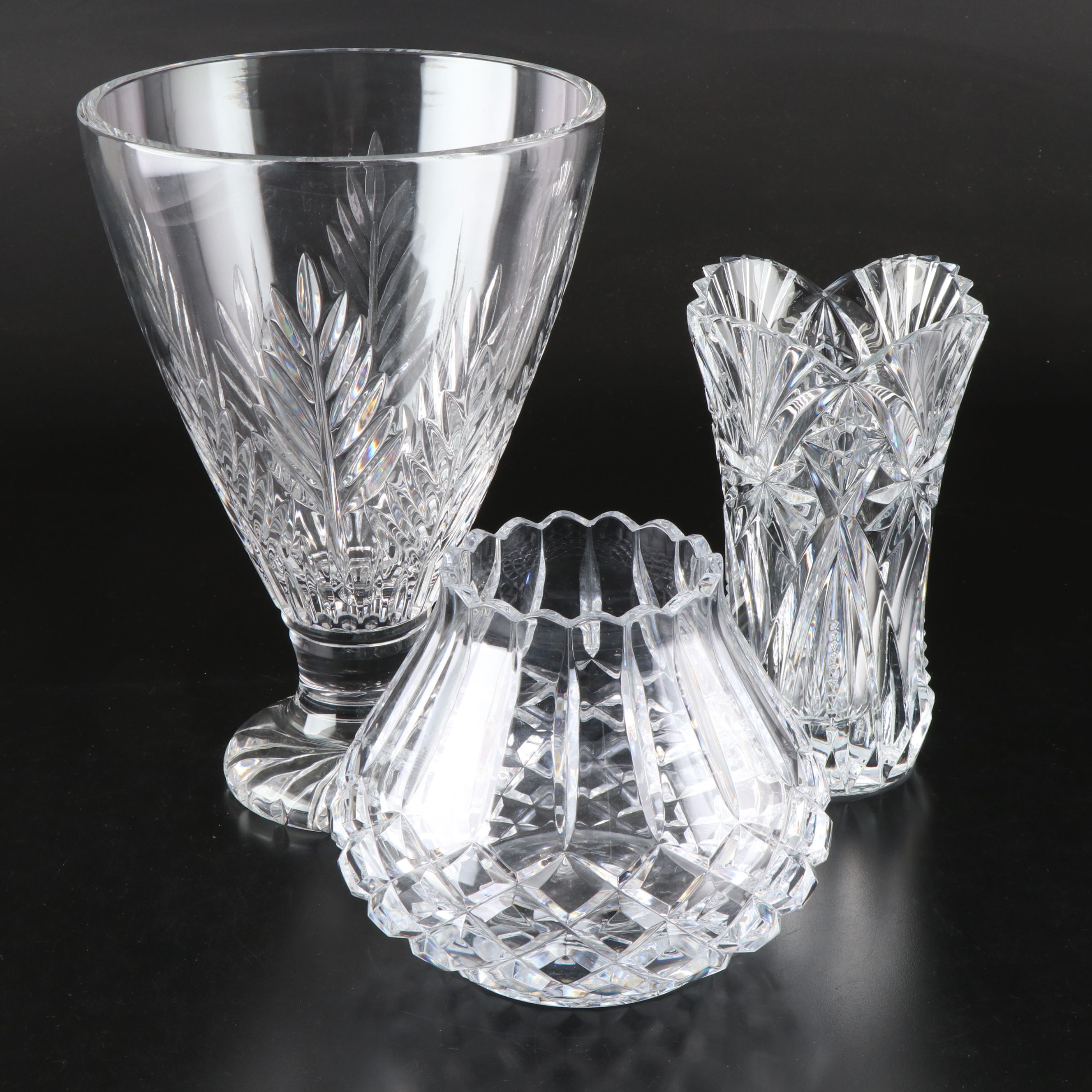 Cristal D'Arques "Vincennes" Crystal Vase with Other Cut Crystal Bowls
