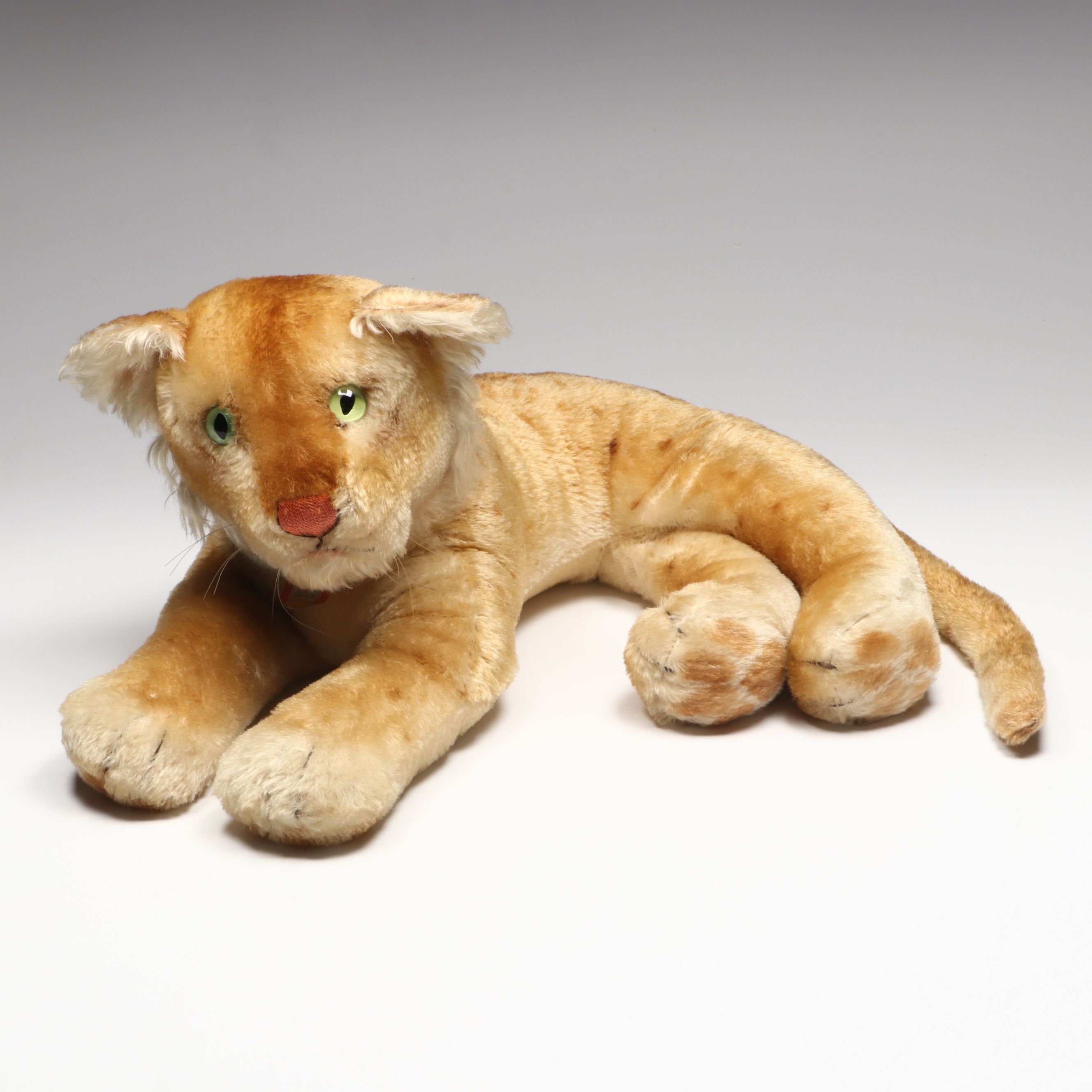 Steiff Mohair Plush Reclining Lion Cub, Mid-20th Century