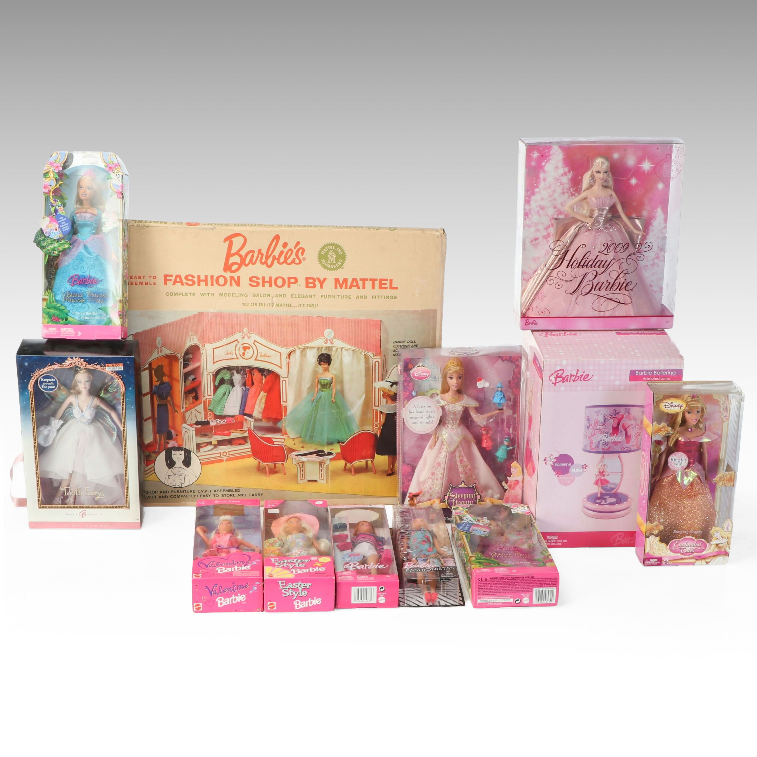 Barbie Ballerina Animated Lamp with Doll Sets and Fashion Shop