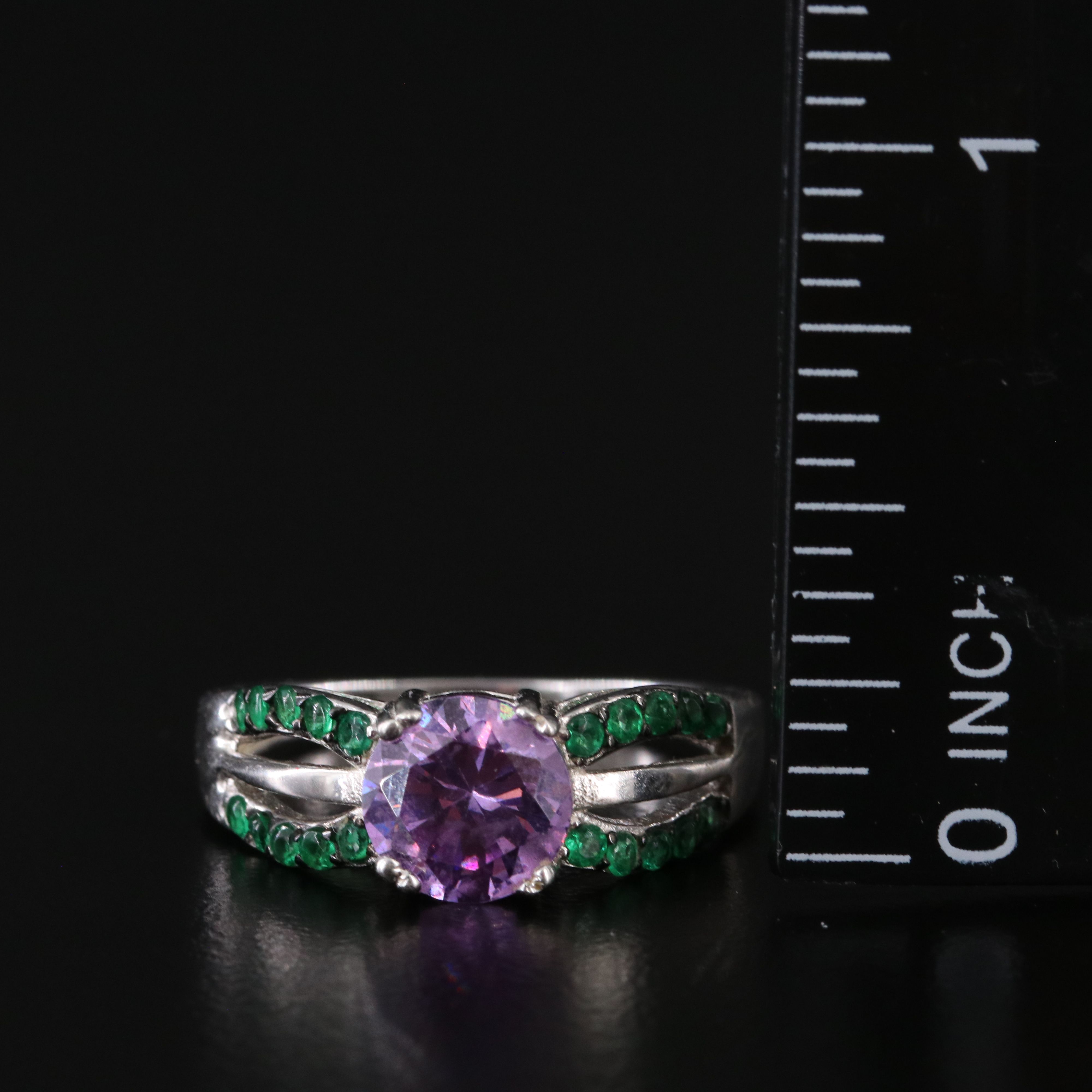 Sterling CZ and Faux Gemstone Ring