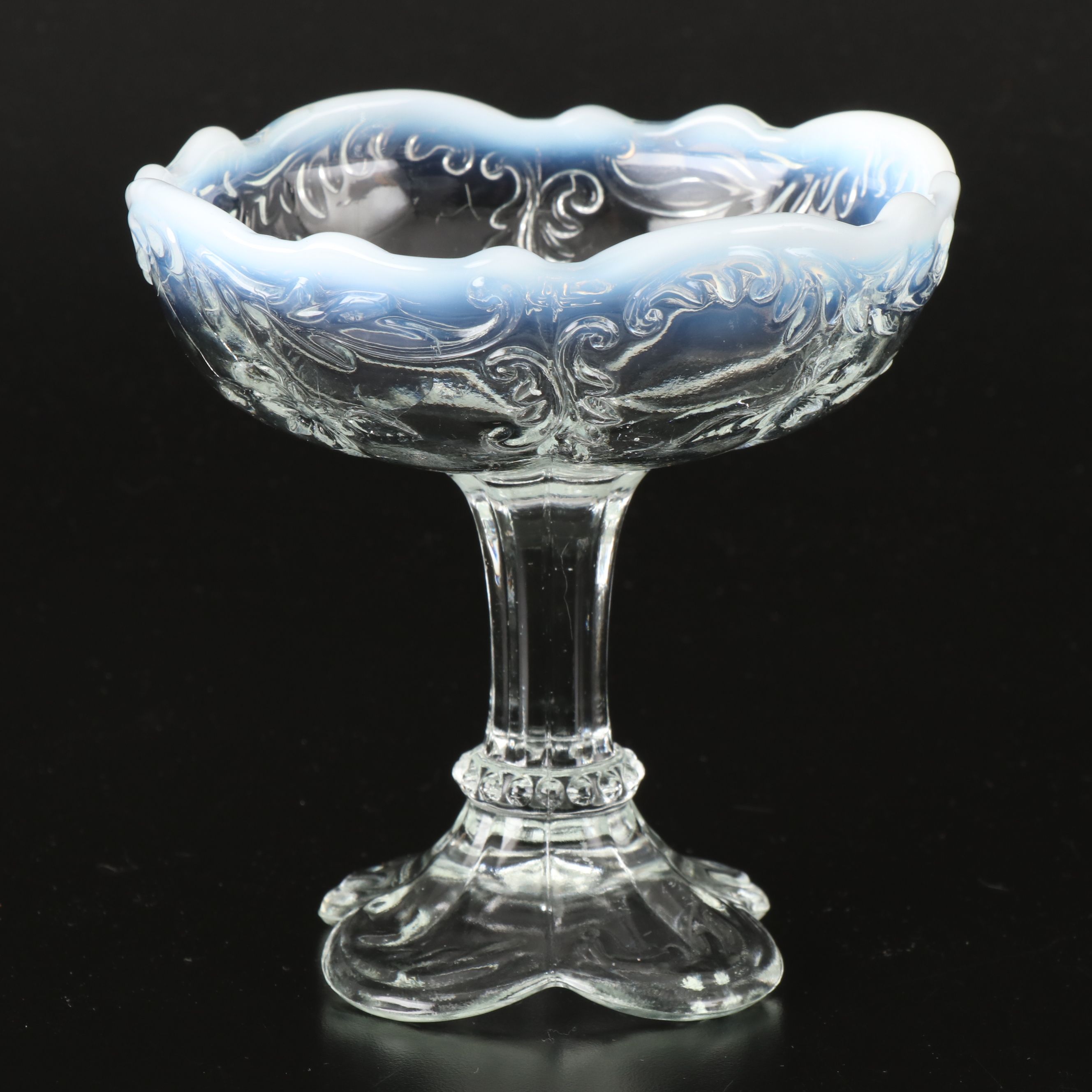 Opalescent and Milk Glass Plate, Vases, Jelly Compote and More