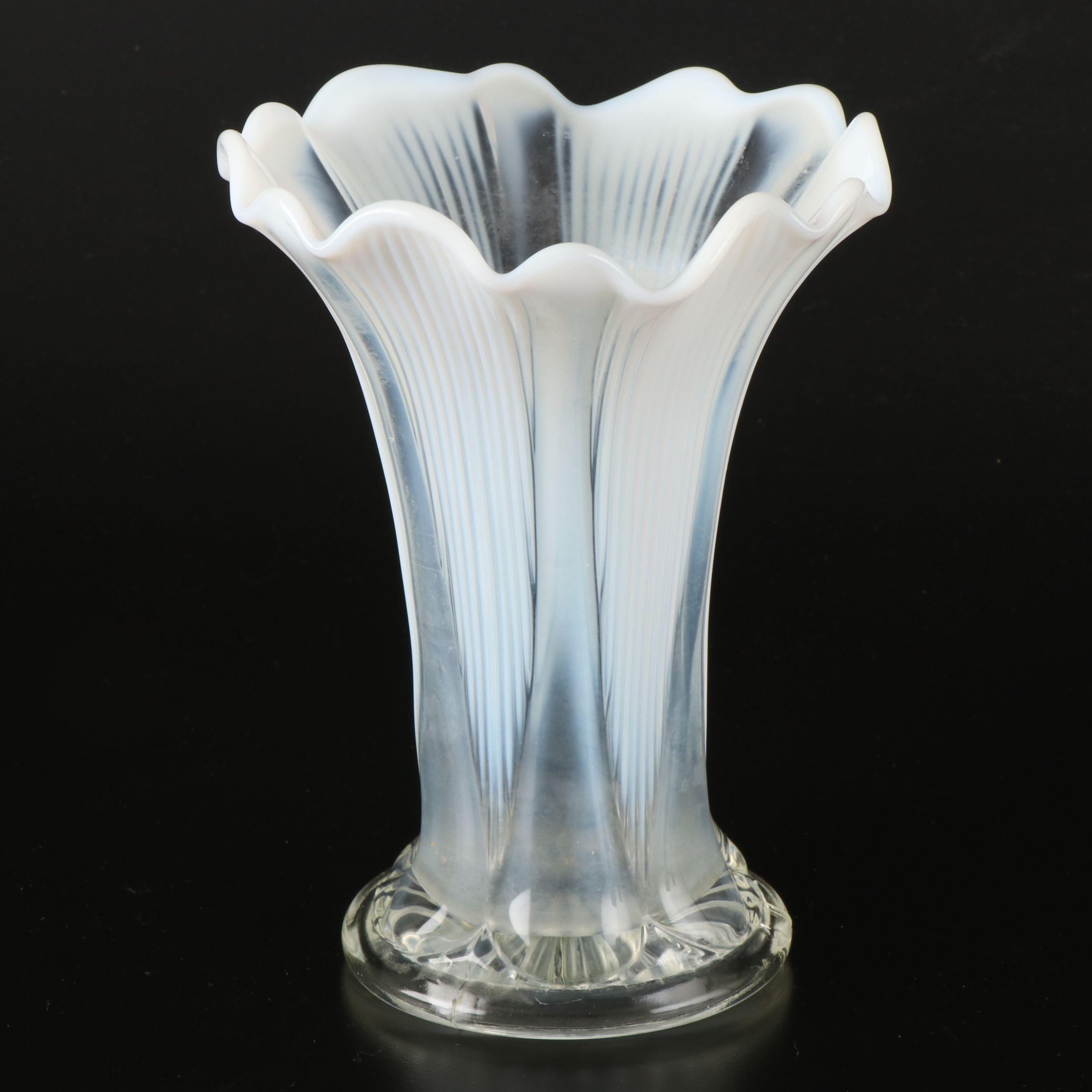 Opalescent and Milk Glass Plate, Vases, Jelly Compote and More